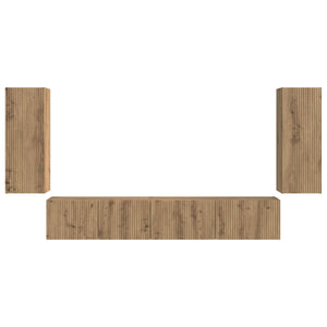 Σετ επίπλου τηλεόρασης 4 pcs Artisan Oak Επεξεργασμένο ξύλο - Pakobazaar