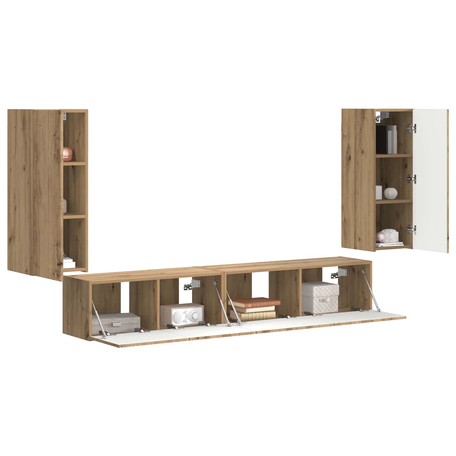 Σετ επίπλου τηλεόρασης 4 pcs Artisan Oak Επεξεργασμένο ξύλο