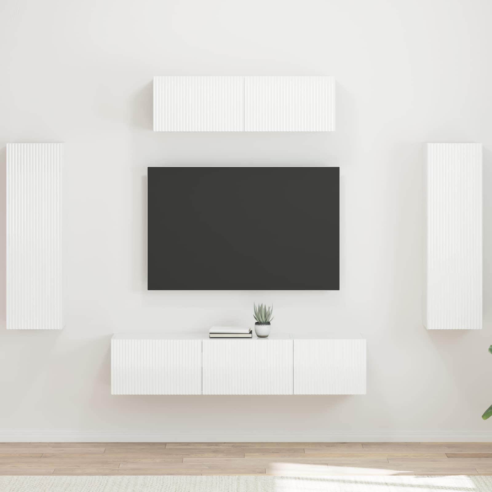 Ντουλάπι TV 5 pcs Υψηλής γυαλάδας λευκό - Pakobazaar