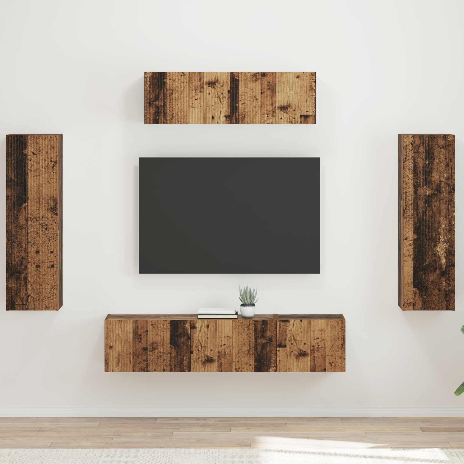 Ντουλάπι TV 5 pcs Παλιό ξύλο
