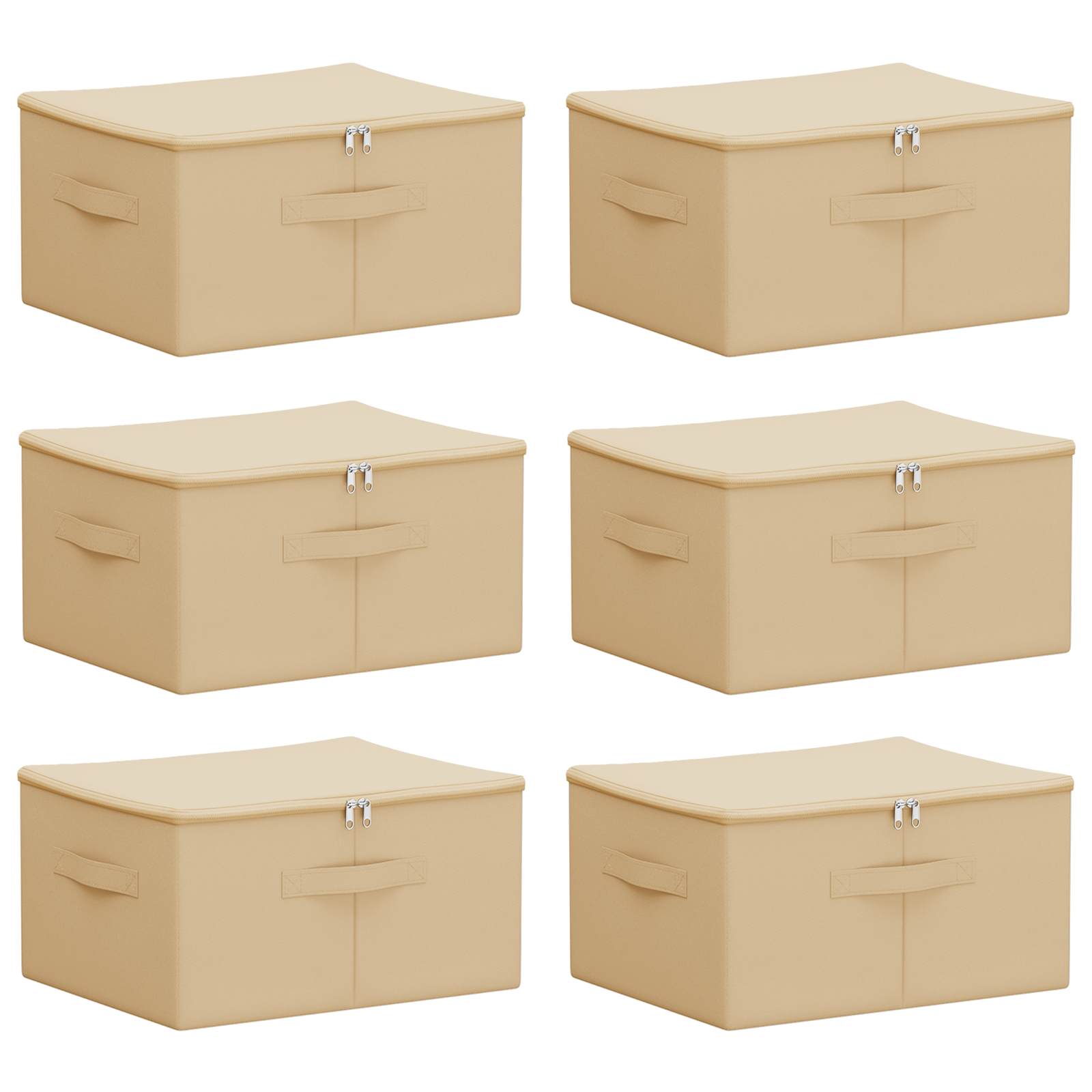 Κουτί αποθήκευσης 6 pcs Κρεμ 43 x 34 x 23 εκ. Ύφασμα - Pakobazaar