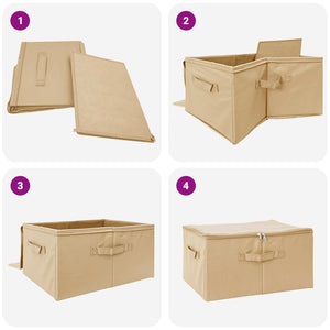 Κουτί αποθήκευσης 24 pcs Κρεμ 43 x 34 x 23 εκ. Ύφασμα - Pakobazaar