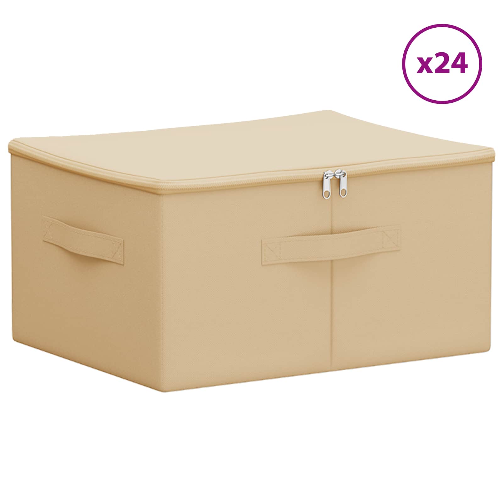 Κουτί αποθήκευσης 24 pcs Κρεμ 50 x 30 x 25 cm Ύφασμα - Pakobazaar