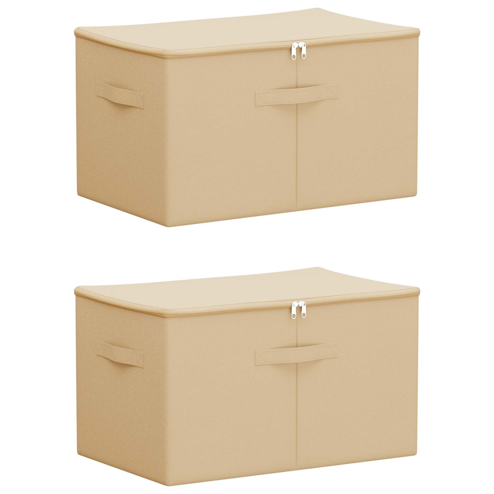 Κουτί αποθήκευσης 2 pcs Κρεμ 55 x 35 x 32 εκ. Ύφασμα - Pakobazaar