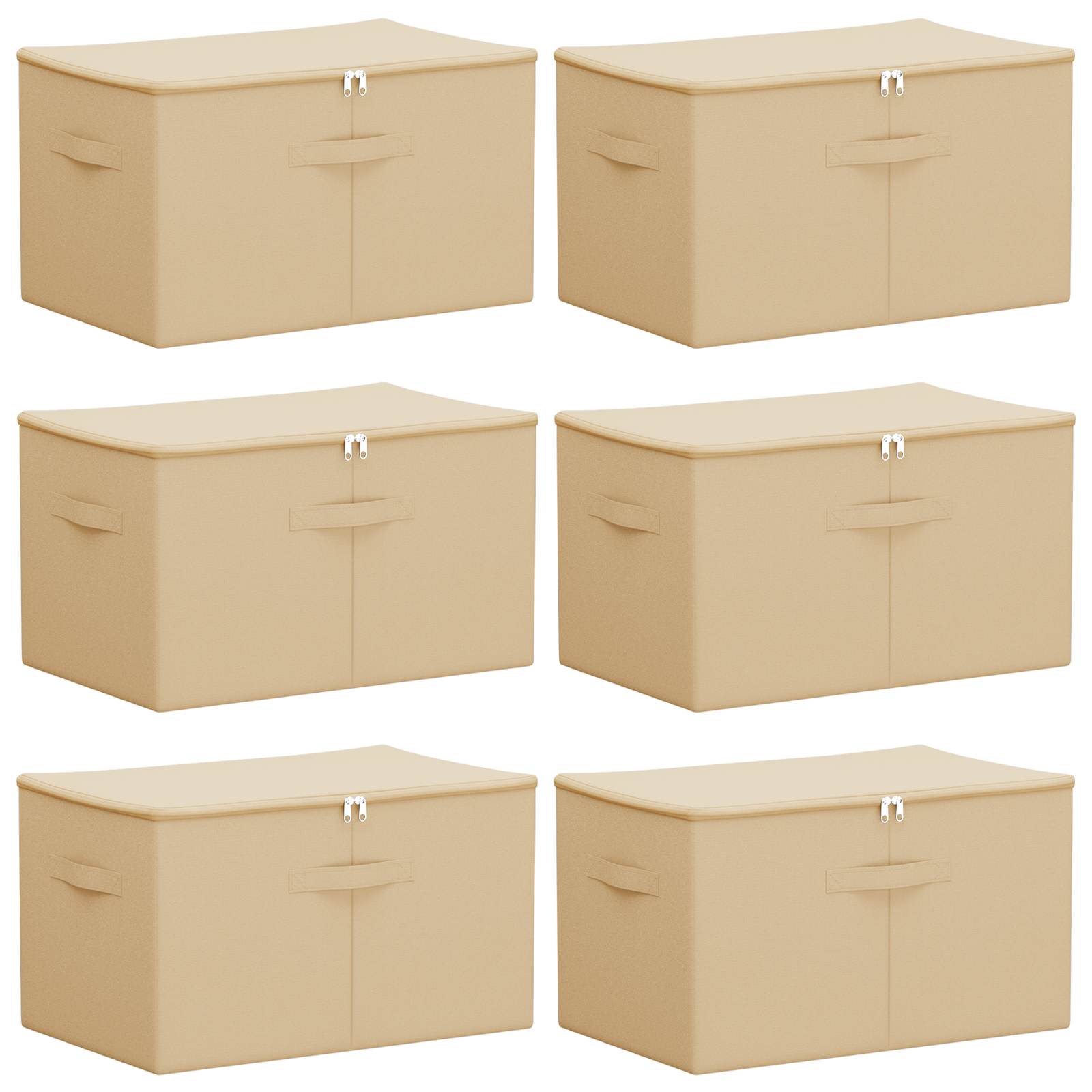 Κουτί αποθήκευσης 6 pcs Κρεμ 55 x 35 x 32 εκ. Ύφασμα - Pakobazaar