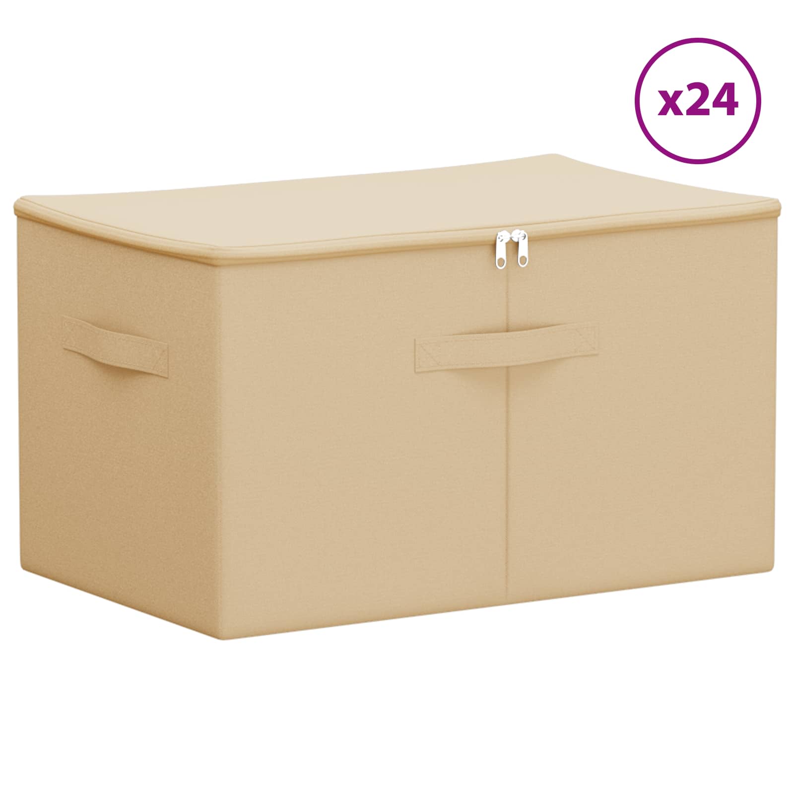 Κουτί αποθήκευσης 24 pcs Κρεμ 55 x 35 x 32 εκ. Ύφασμα - Pakobazaar