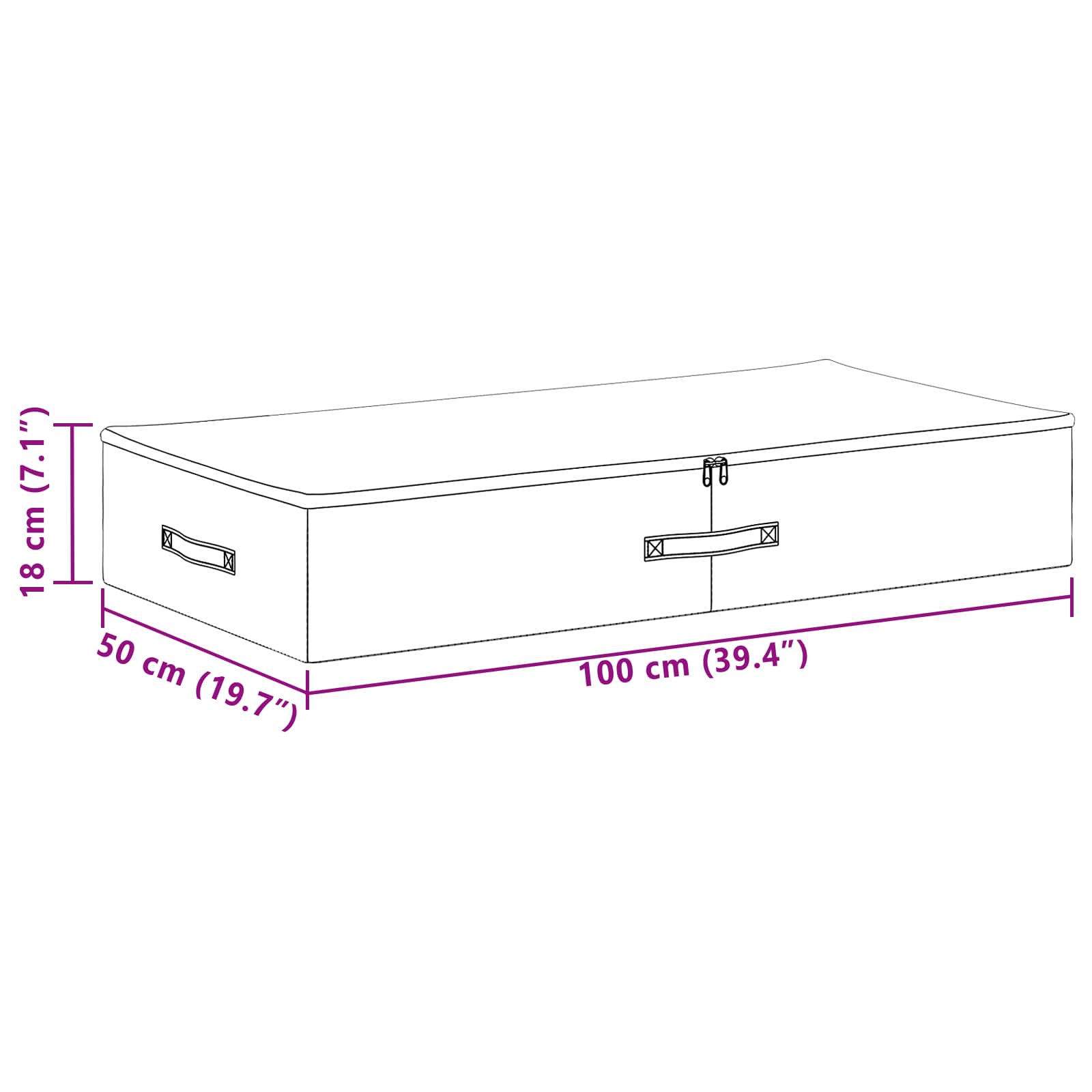 Κουτί αποθήκευσης Κρεμ 100 x 50 x 18 εκ. Ύφασμα - Pakobazaar