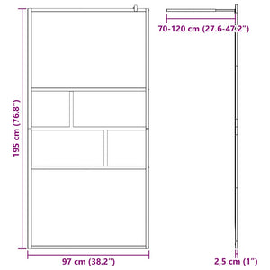 Τοίχος Ντους Walk-in Μαύρο 100 x 195 x 0,5 εκ.