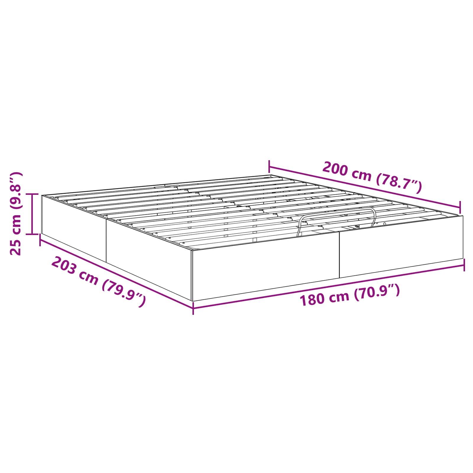 Κρεβάτι Οθωμανικού Τύπου Δρύς Sonoma 203 x 180 x 25 εκ