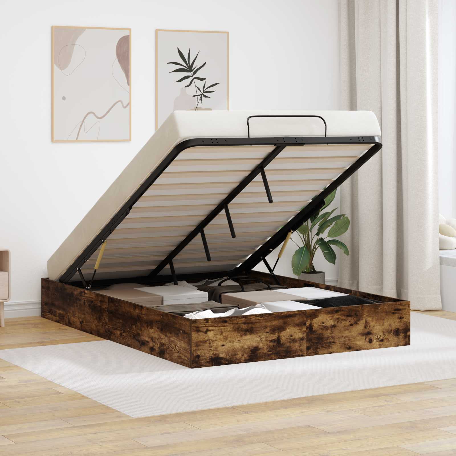 Κρεβάτι Οθωμανικού Τύπου Καπνιστή Δρυς 203 x 120 x 25 εκ