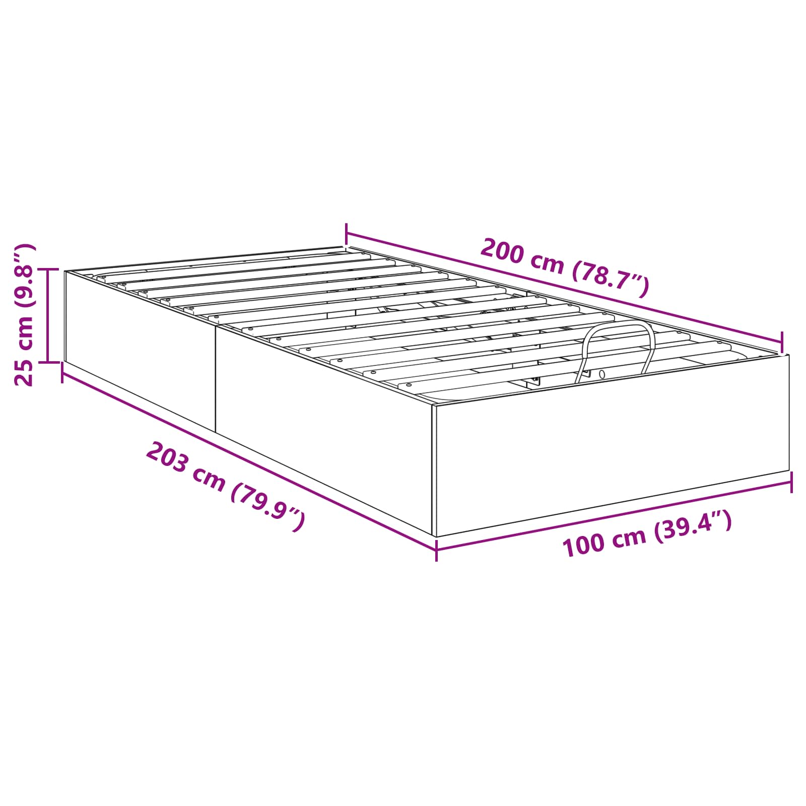 Κρεβάτι Οθωμανικού Τύπου με αποθήκευση Artisan Oak 100 x 200 cm - Pakobazaar