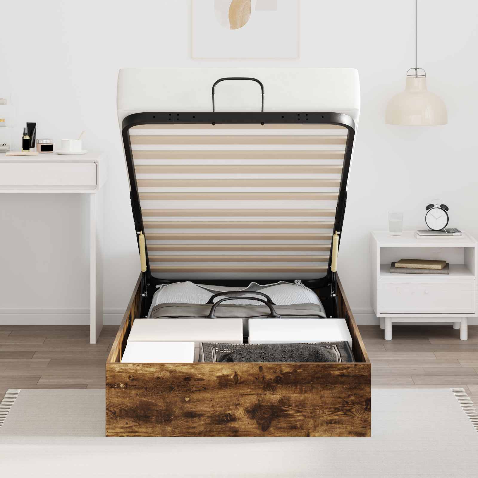 Κρεβάτι Οθωμανικού Τύπου Καπνιστό Δρύς 80,5 x 200 εκ - Pakobazaar