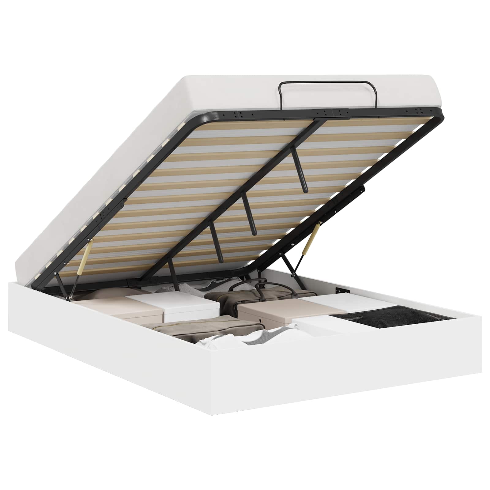 Κρεβάτι Οθωμανικού Τύπου με αποθήκευση Λευκός 193 x 135 x 25 εκ