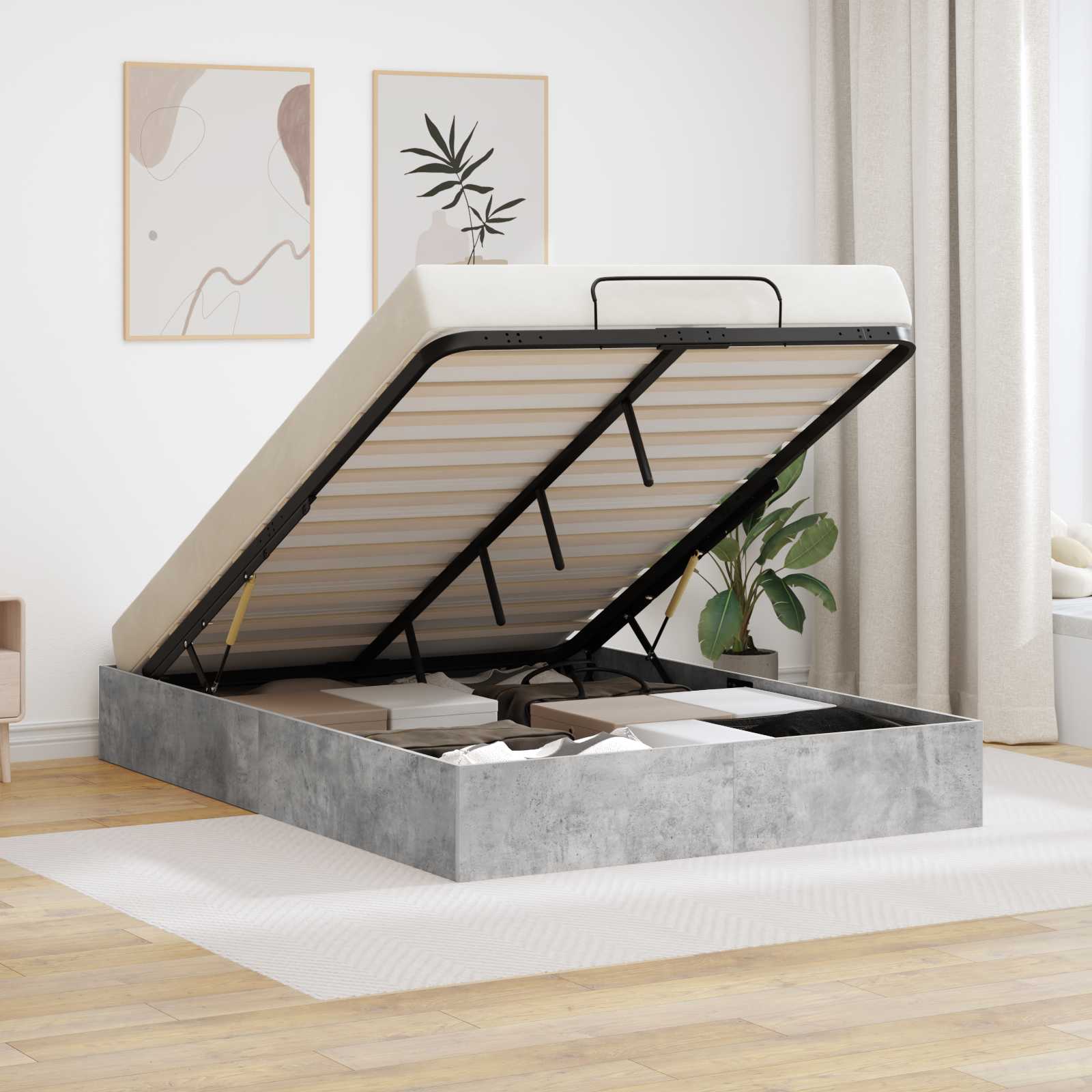 Κρεβάτι Οθωμανικού Τύπου Σκυρόδεμα Γκρι 120 x 190 cm - Pakobazaar