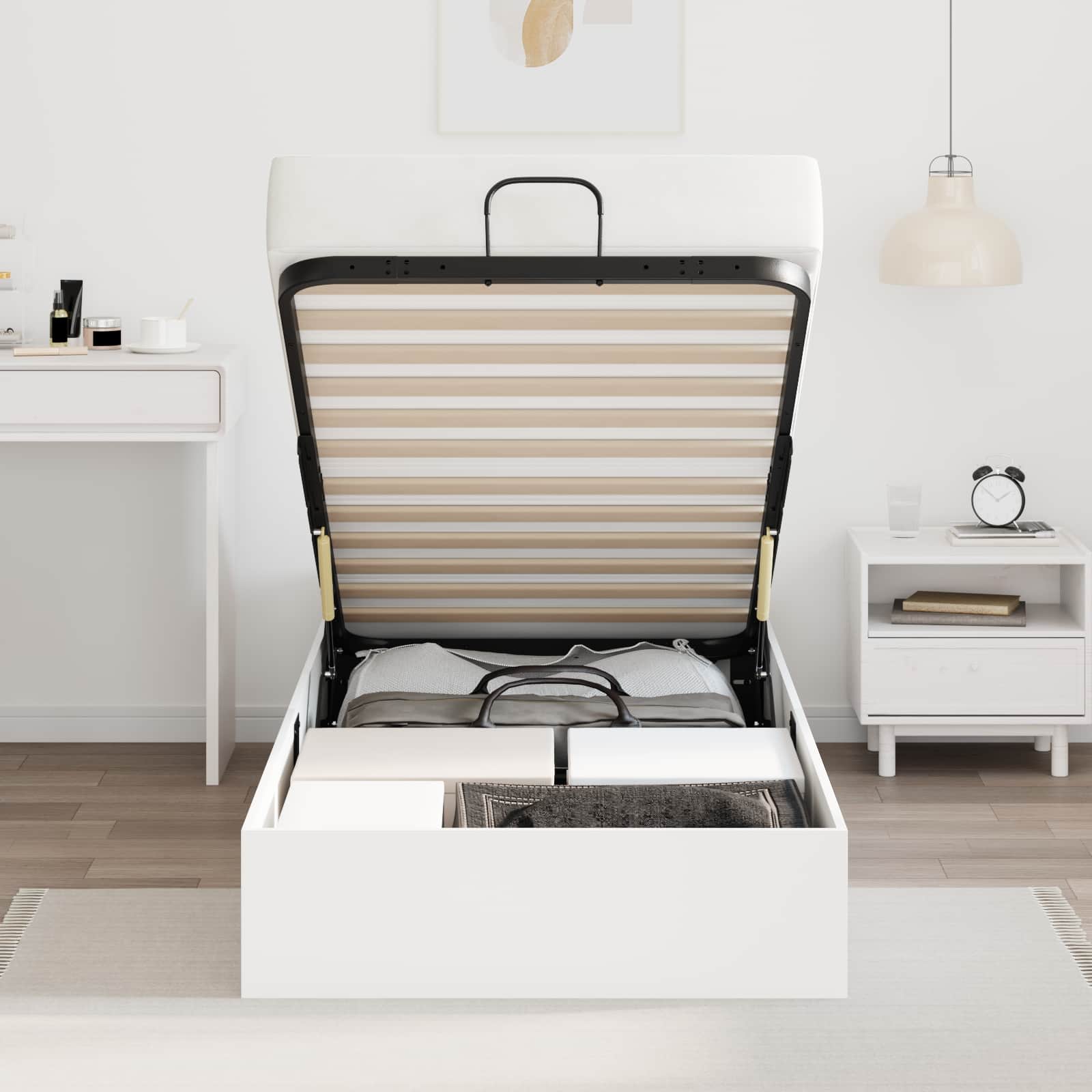 Κρεβάτι Οθωμανικού Τύπου με αποθήκευση Λευκός 75,5 x 190 εκ