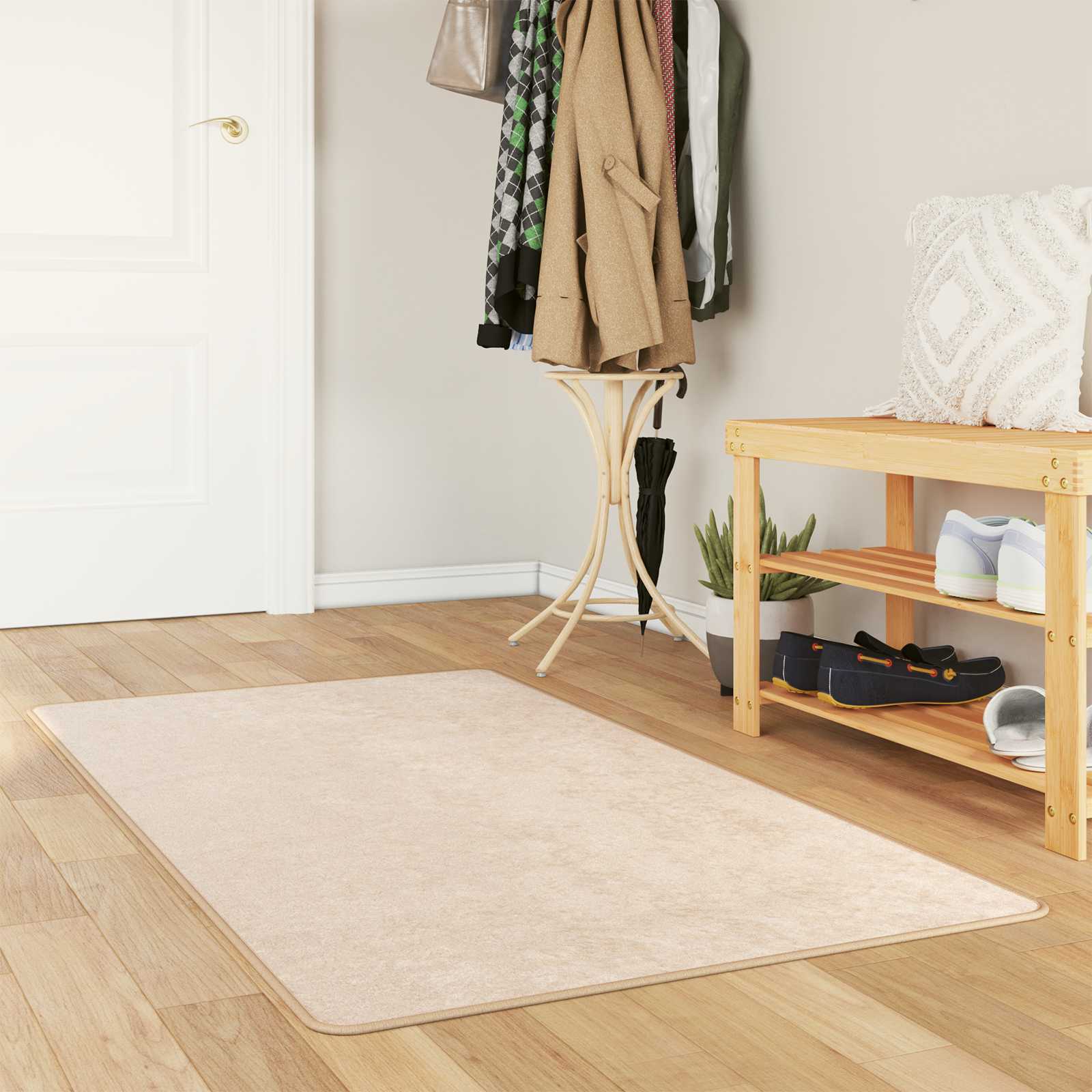 Χαλί Τύπωμα Κρεμ 100 x 80 cm Πολυέστερ και PVC - Pakobazaar