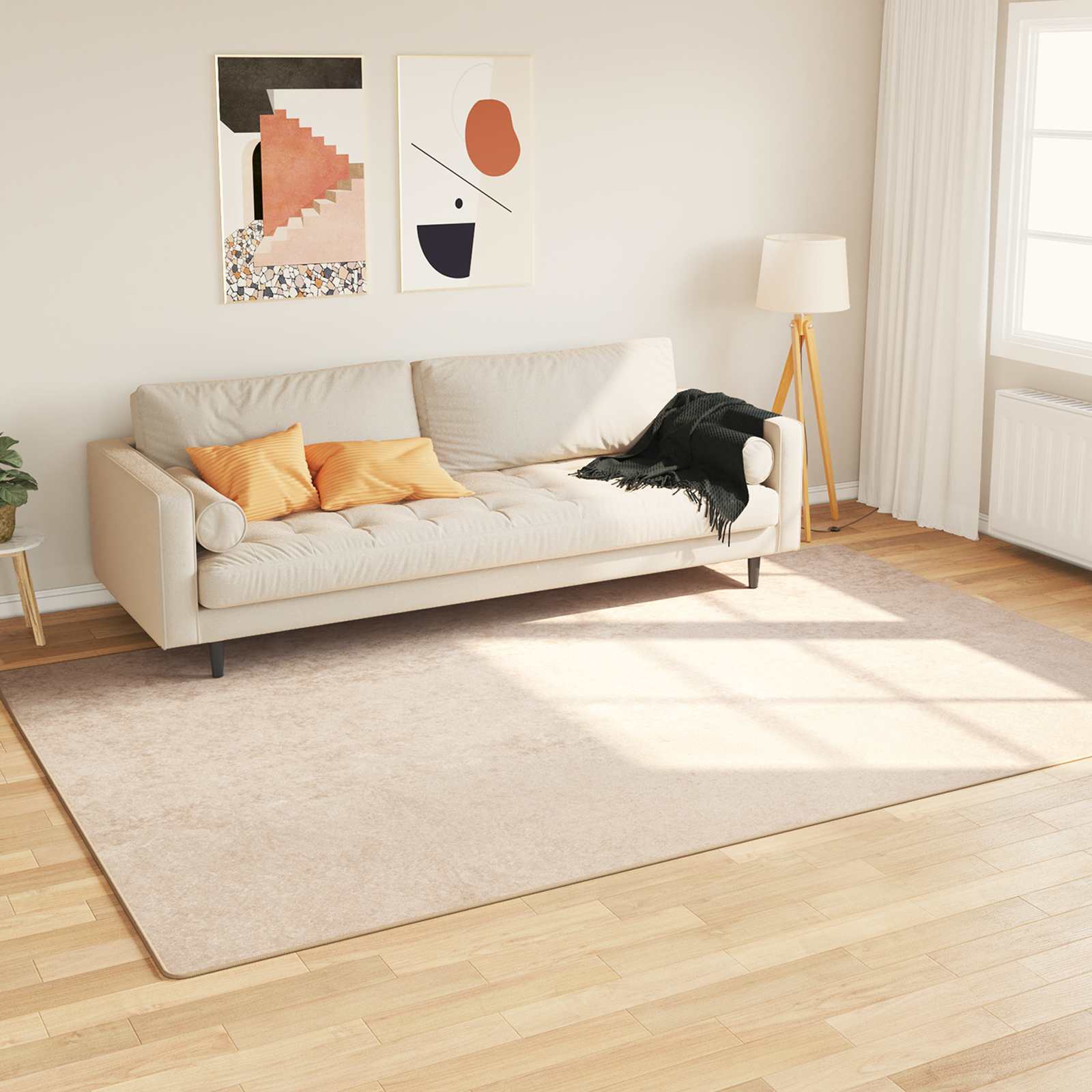 Χαλί Τύπωμα Κρεμ 300 x 190 εκ. Πολυέστερ και PVC - Pakobazaar