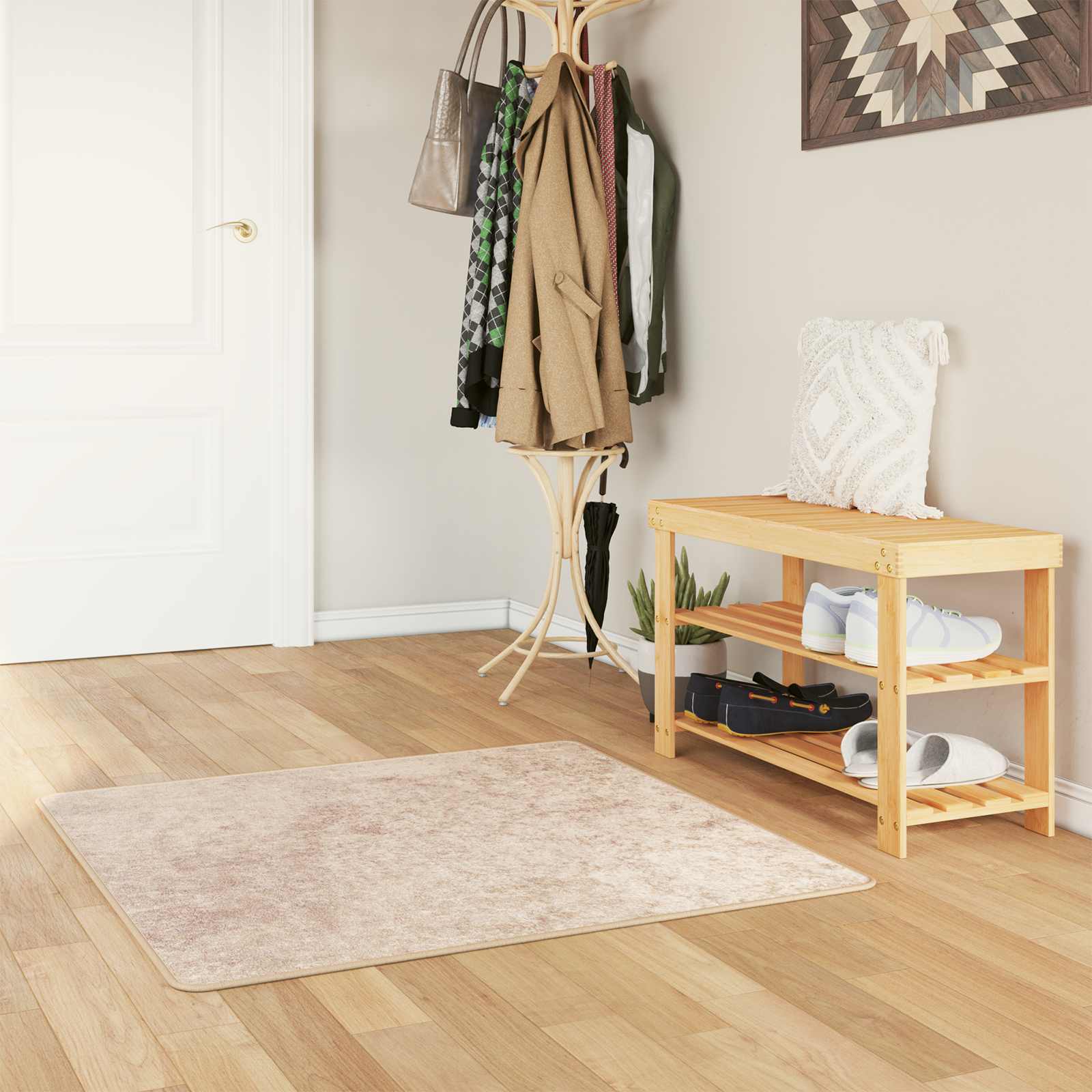 Χαλί Runner MARSA Μπεζ 100 x 100 cm Πολυέστερ και PVC - Pakobazaar