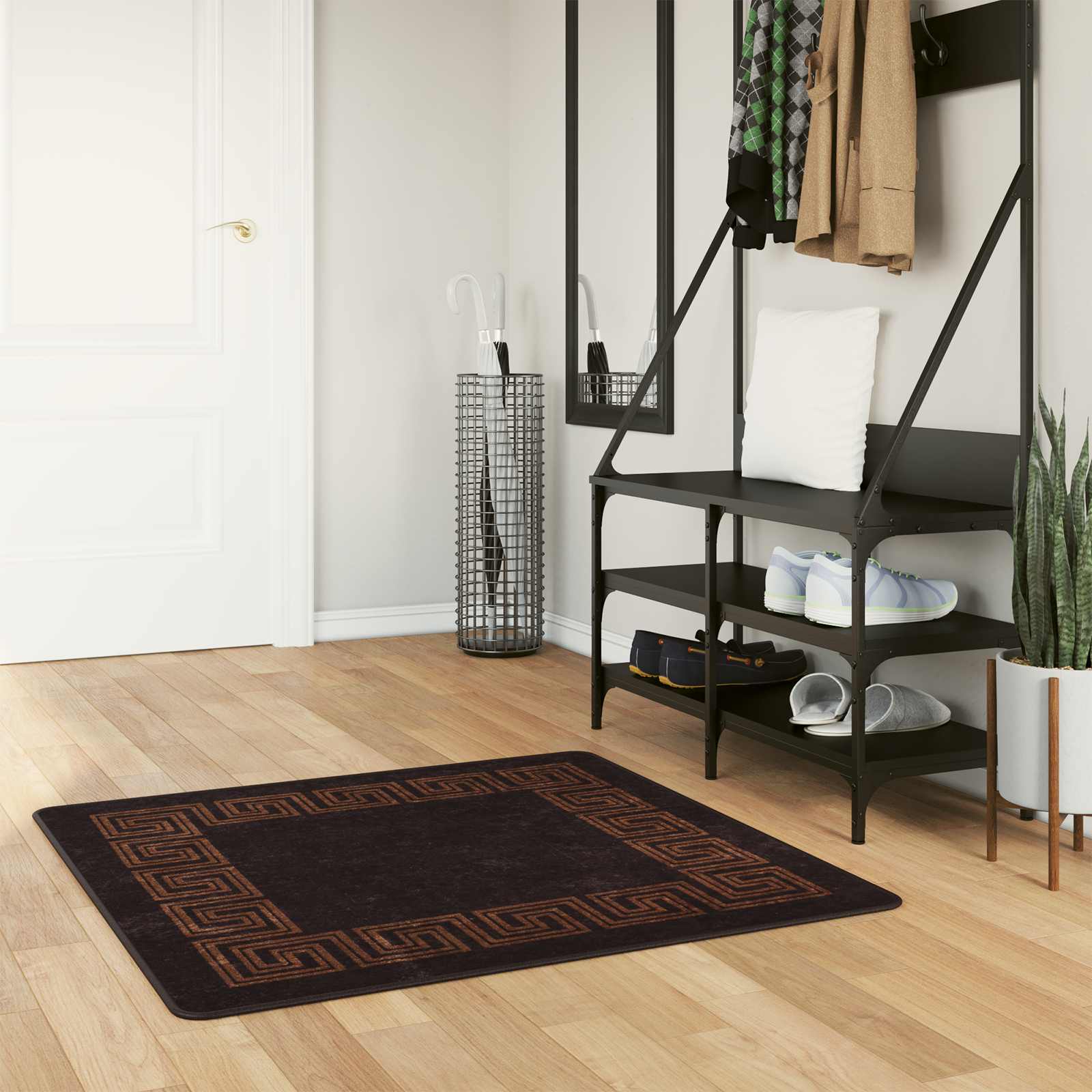 Χαλί Runner MARSA Μαύρο 100 x 100 cm Πολυέστερ και PVC - Pakobazaar