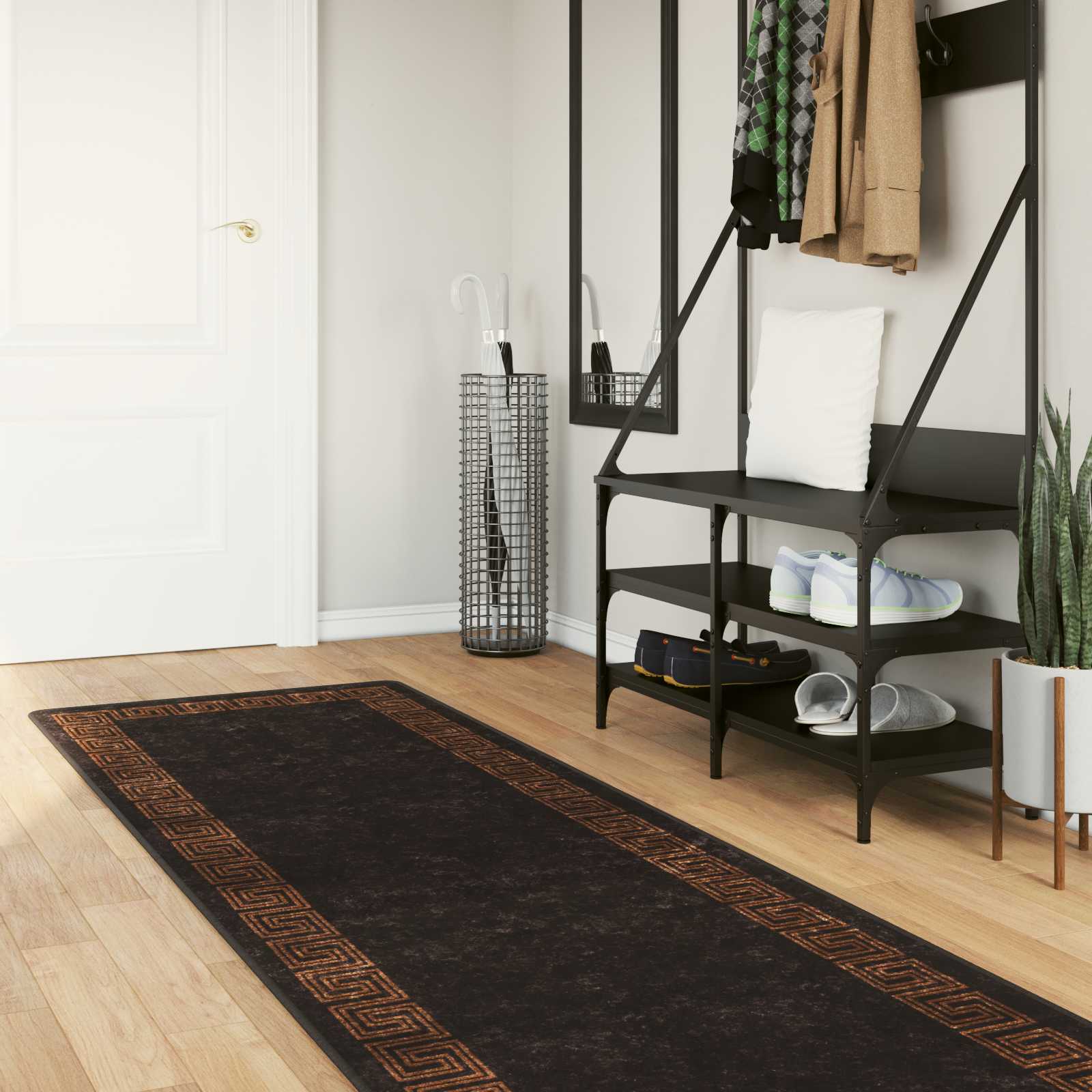 Χαλί Runner MARSA Μαύρο 100 x 350 εκ. Πολυέστερ και PVC - Pakobazaar