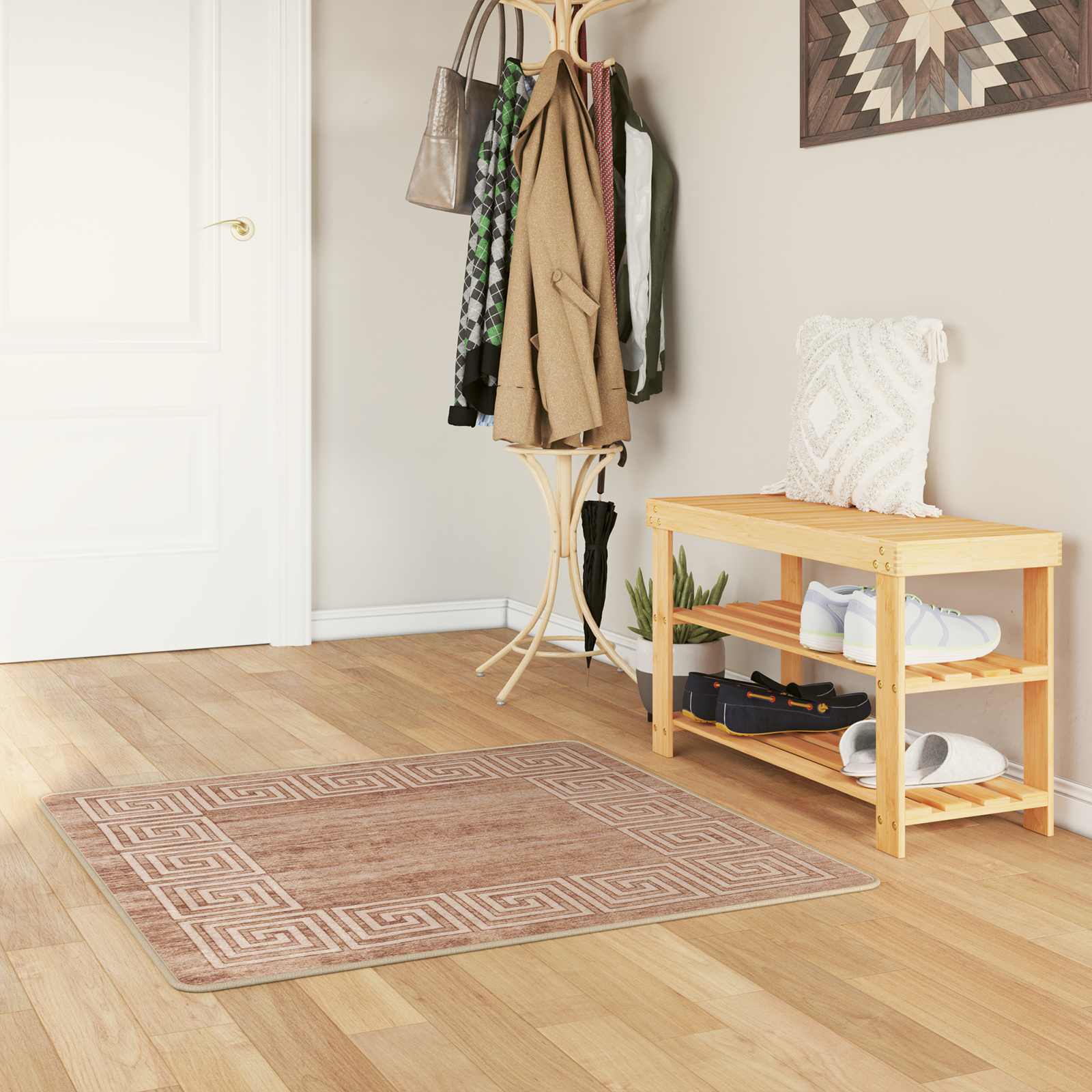Χαλί Runner MARSA Λευκός 100 x 100 cm Πολυέστερ και PVC - Pakobazaar