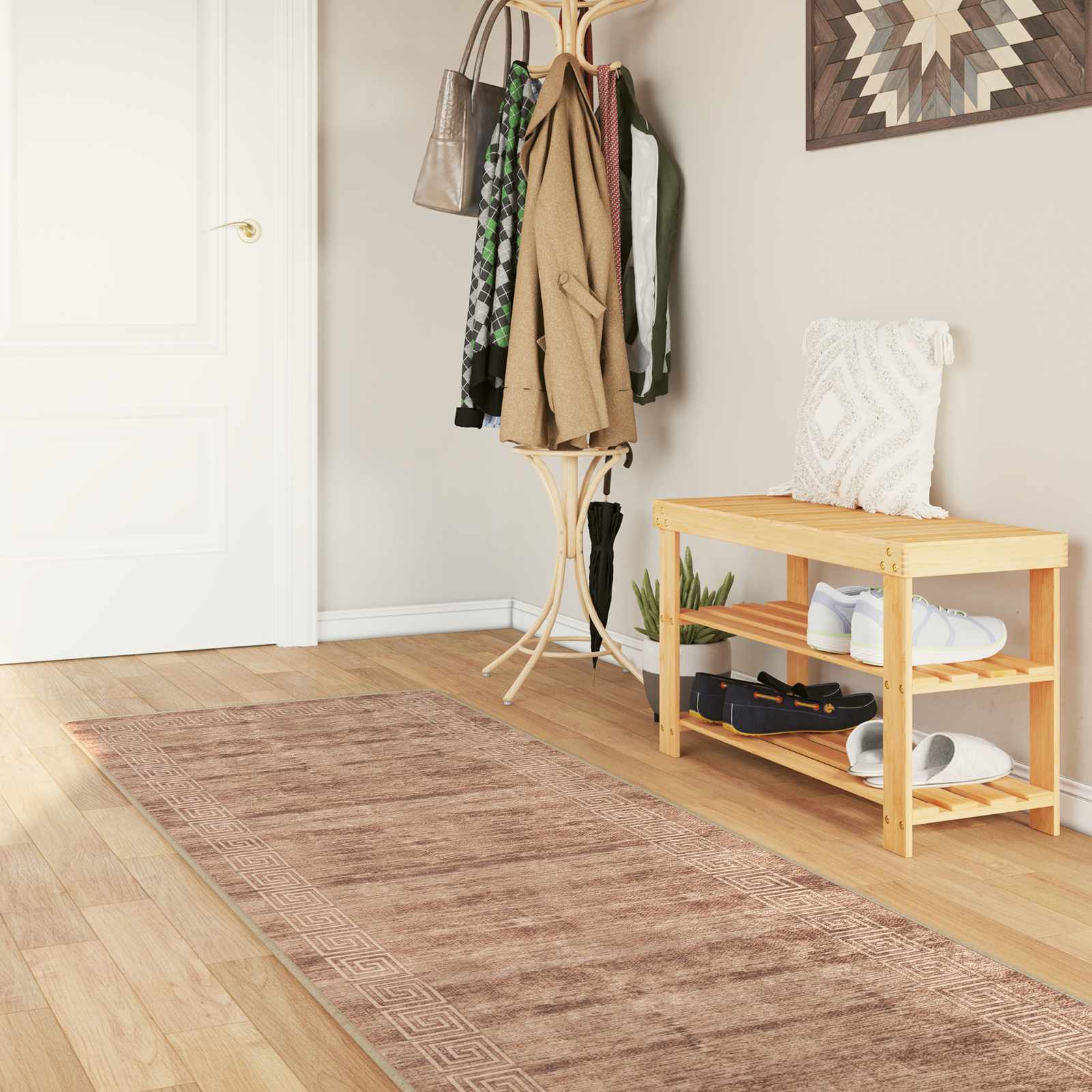 Χαλί Runner MARSA Λευκός 100 x 350 εκ. Πολυέστερ και PVC - Pakobazaar