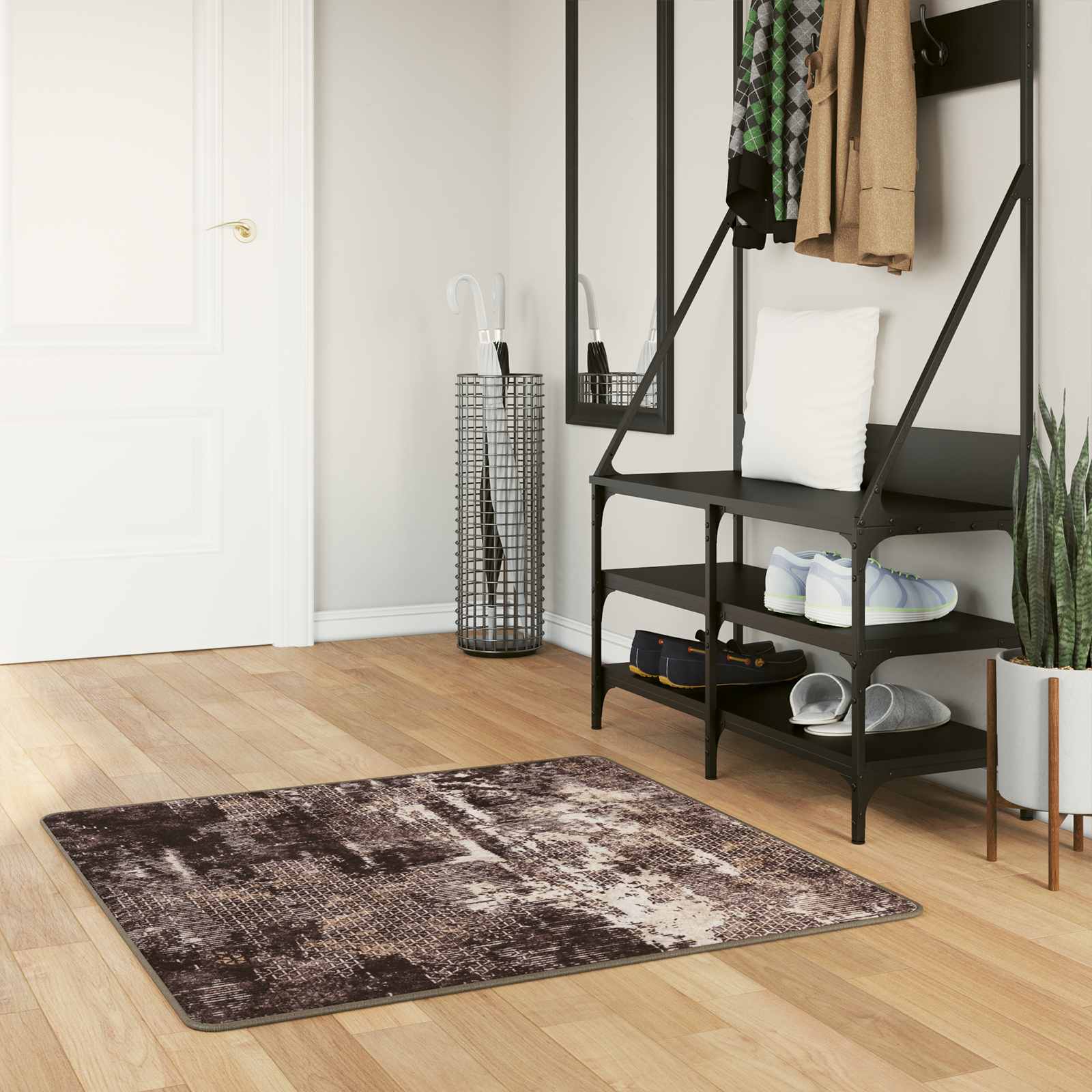 Χαλί Runner MARSA Μαύρο 100 x 100 cm Πολυέστερ και PVC - Pakobazaar