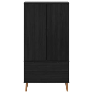 Ντουλάπι MOLDE Μαύρο 90 x 55 x 175 εκ Μασίφ Ξύλο Πεύκου - Pakobazaar