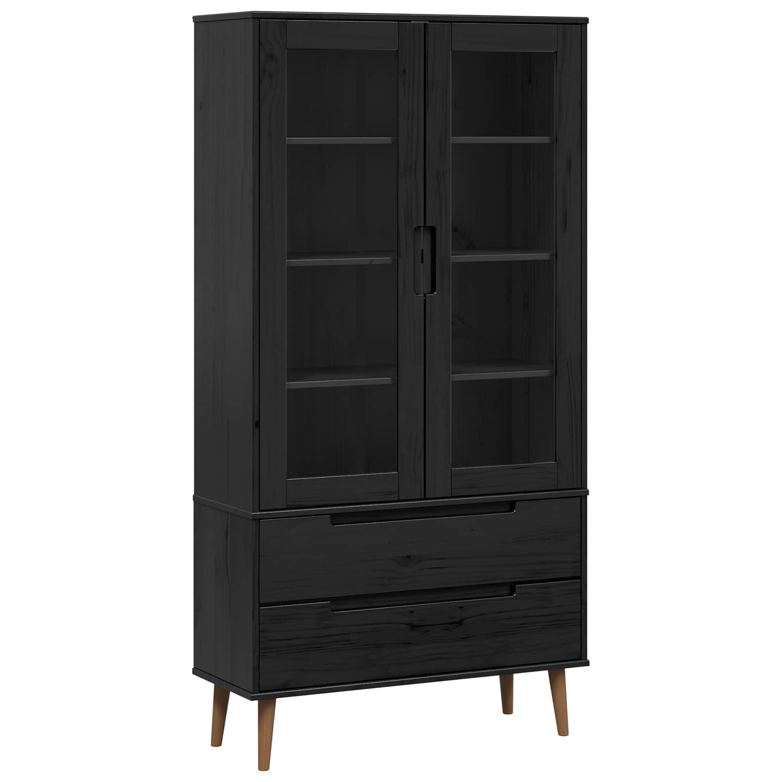 Γυάλινη Βαθιά Ντουλάπα Μαύρο 90 x 35 x 175 εκ - Pakobazaar