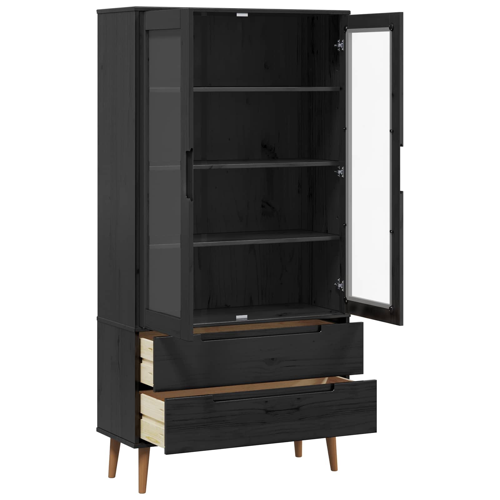 Γυάλινη Βαθιά Ντουλάπα Μαύρο 90 x 35 x 175 εκ - Pakobazaar
