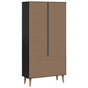 Γυάλινη Βαθιά Ντουλάπα Μαύρο 90 x 35 x 175 εκ - Pakobazaar