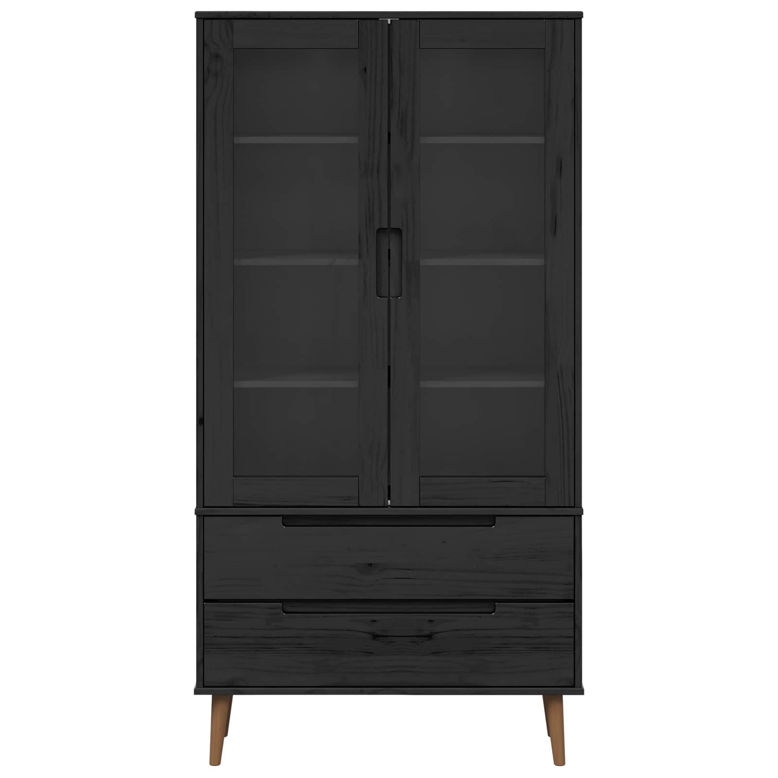 Γυάλινη Βαθιά Ντουλάπα Μαύρο 90 x 35 x 175 εκ - Pakobazaar