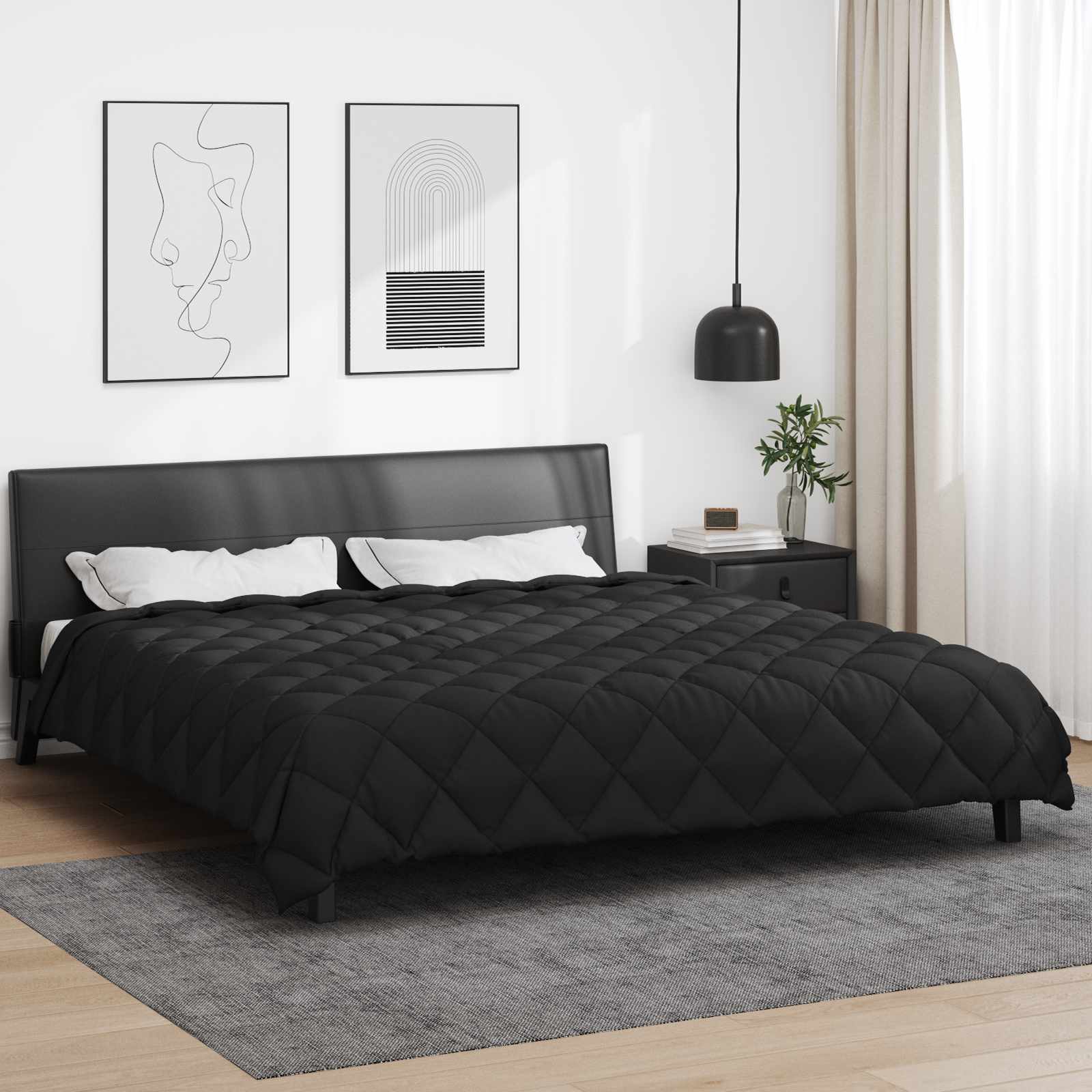 Χειμερινό Παπλωματοθήκη Μαύρο 200 x 200 cm Μικροΐνες - Pakobazaar