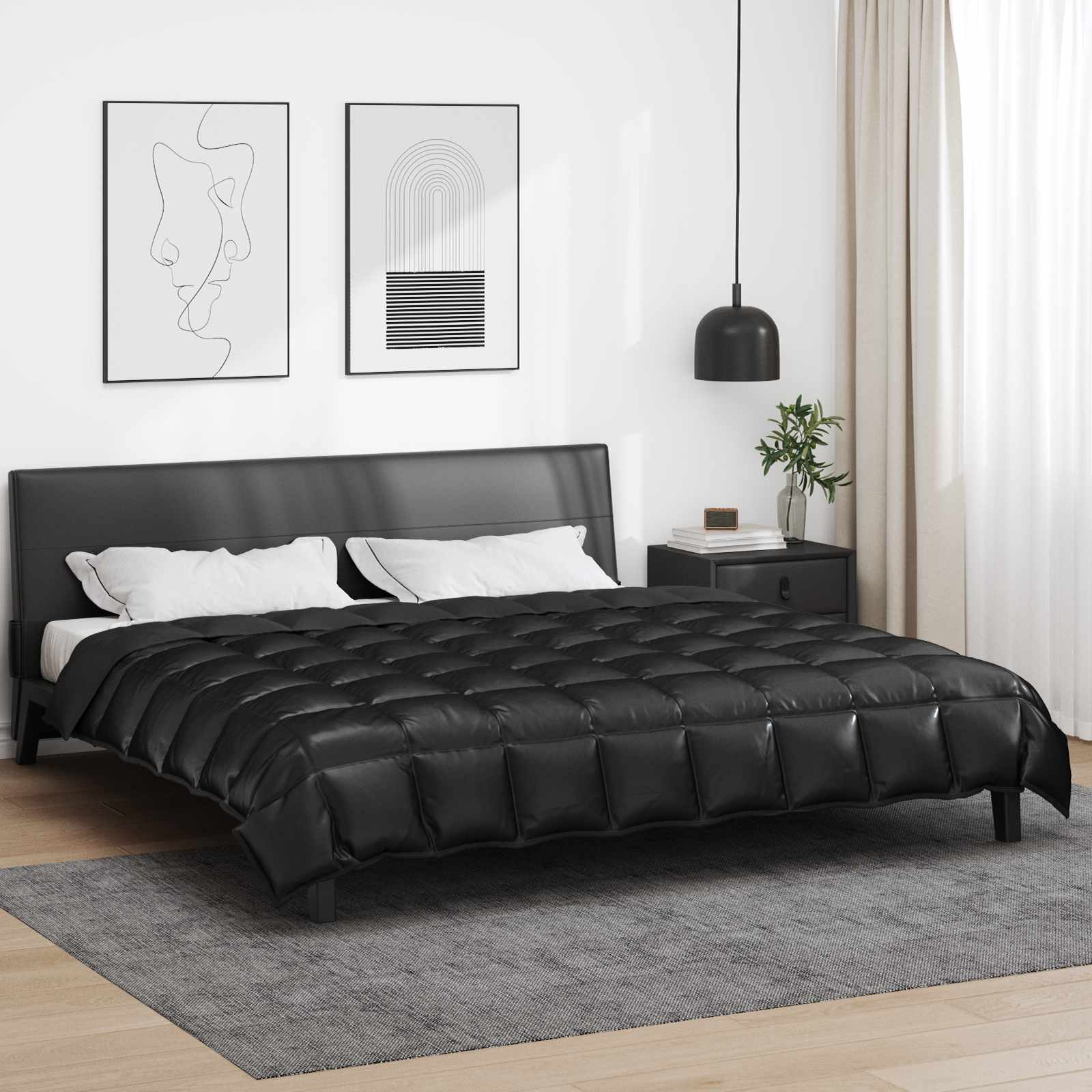 Χειμερινό Παπλωματοθήκη Μαύρο 220 x 240 cm Σατέν και Μικροΐνες