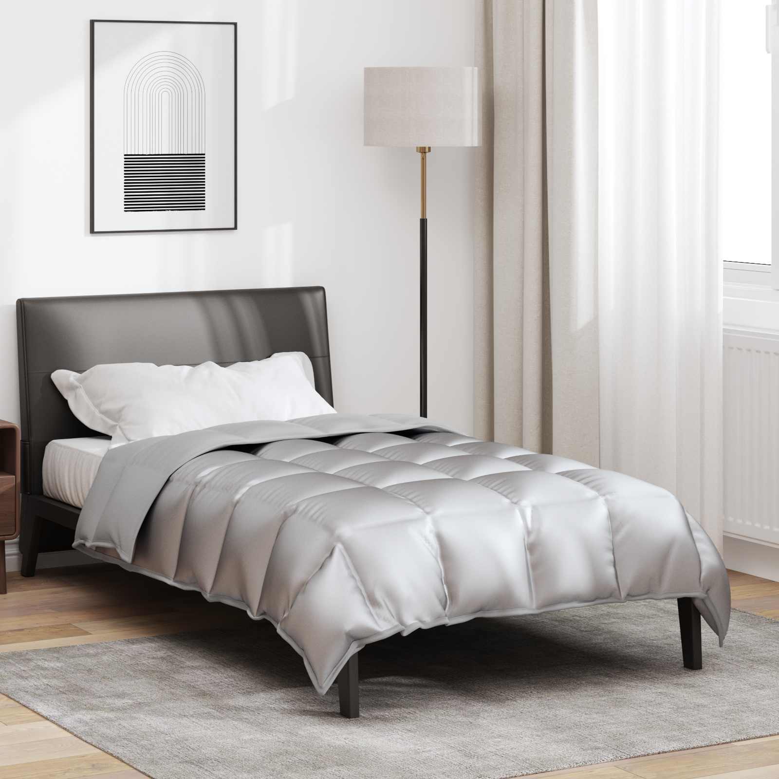 Χειμερινό Παπλωματοθήκη Ασημί 135 x 200 cm Σατέν και Μικροΐνες