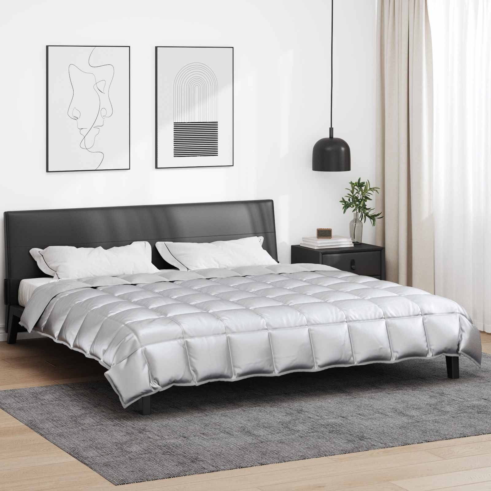 Χειμερινό Παπλωματοθήκη Ασημί 200 x 240 cm Σατέν και Μικροΐνες