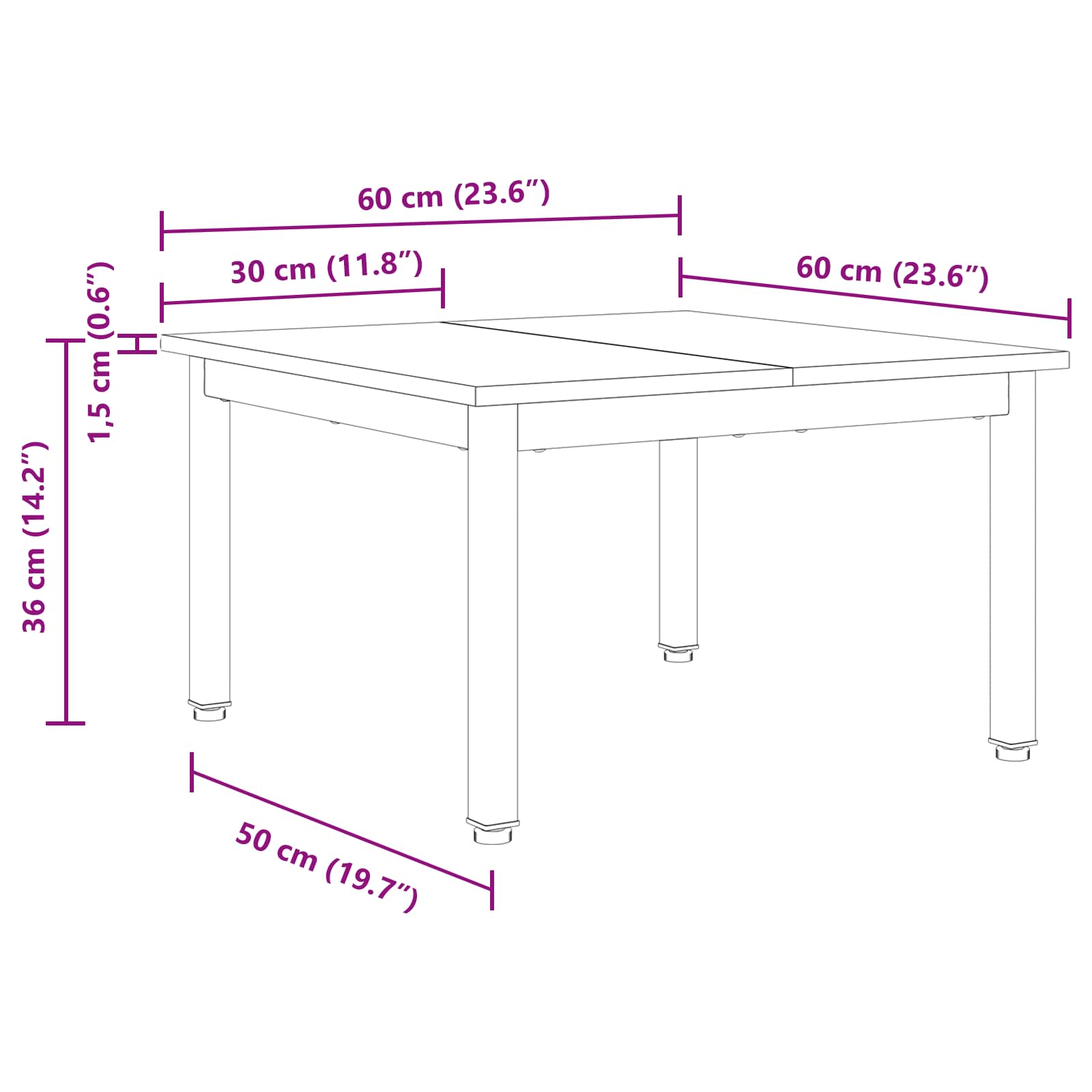 Τραπεζάκι σαλονιού Σονόμα 60 x 60 x 36 cm Επεξεργασμένο ξύλο
