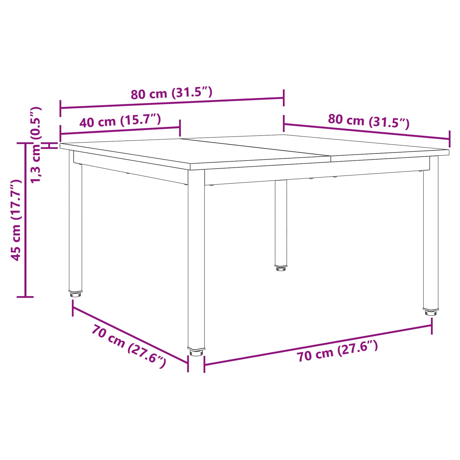 Τραπεζάκι σαλονιού Σονόμα 80 x 80 x 45 cm Επεξεργασμένο ξύλο