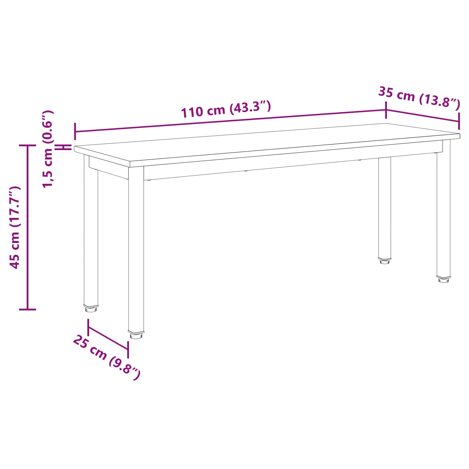 παγκάκι Καπνιστό Δρύς 110 x 35 x 45 cm Επεξεργασμένο ξύλο