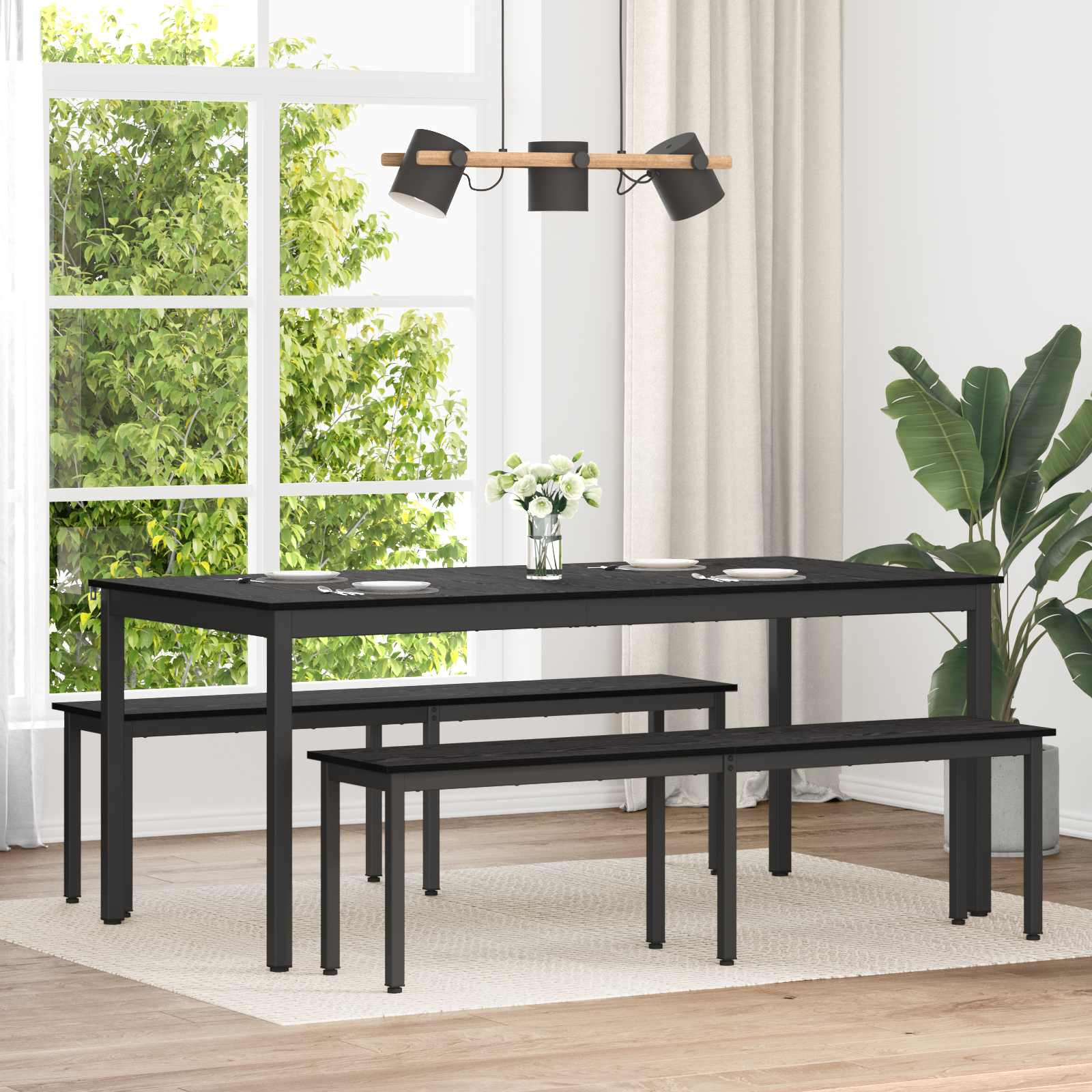παγκάκι Μαύρη Οξυά 160 x 35 x 45 cm Επεξεργασμένο ξύλο - Pakobazaar