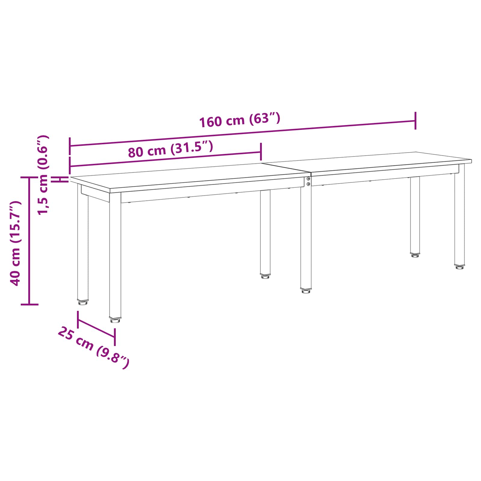 παγκάκι Σονόμα 160 x 35 x 45 cm Επεξεργασμένο Ξύλο - Pakobazaar