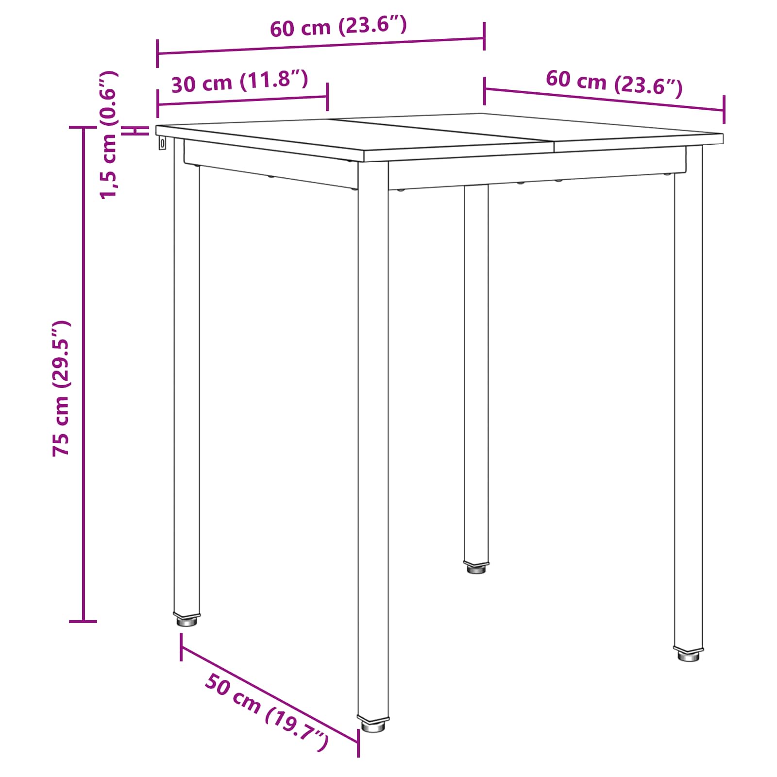 Τραπεζαρίες 60 x 60 x 75 cm ΜΕΤΑΛΛΟ