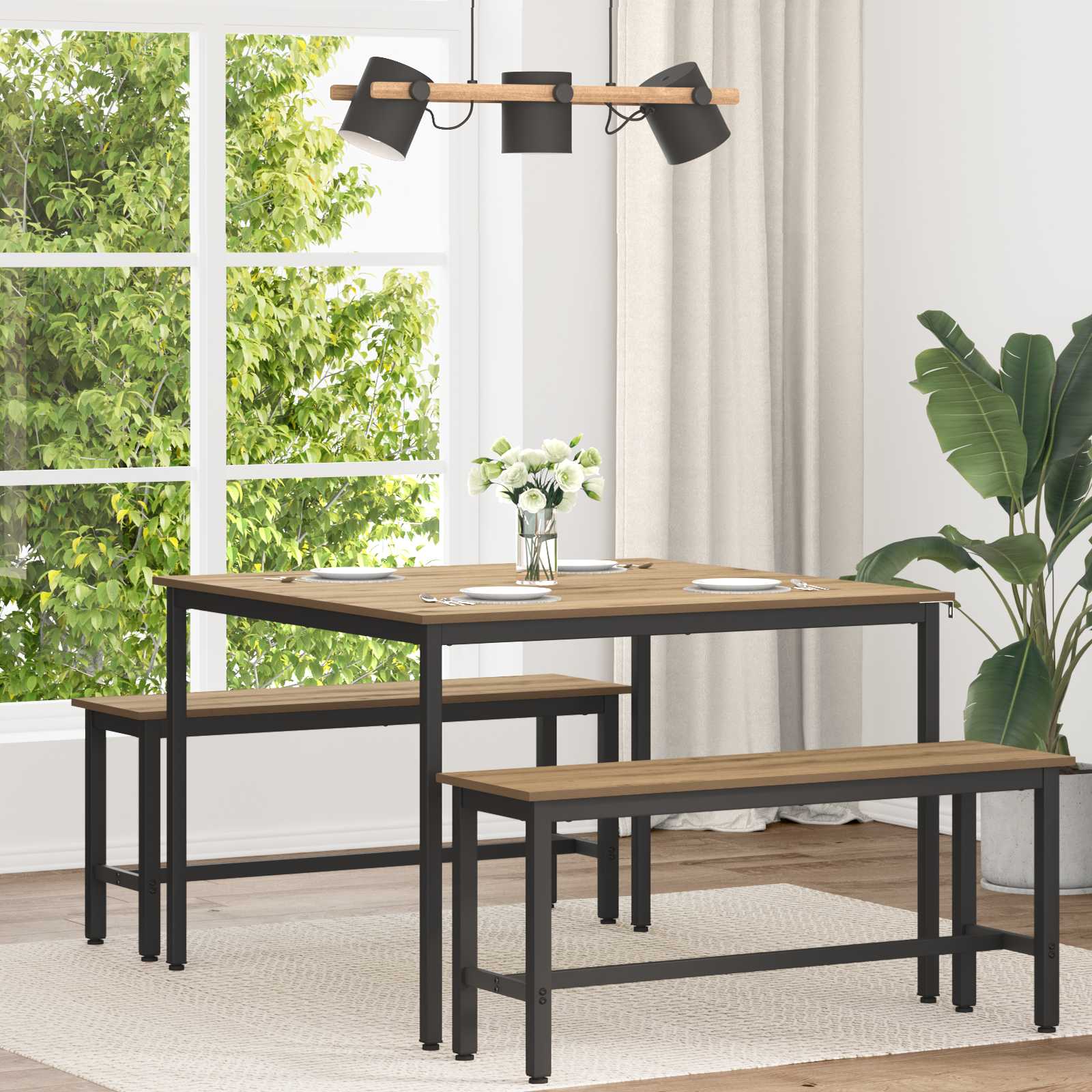 Τραπεζαρίες 110 x 110 x 75 cm ΜΕΤΑΛΛΟ Ορθογώνιος