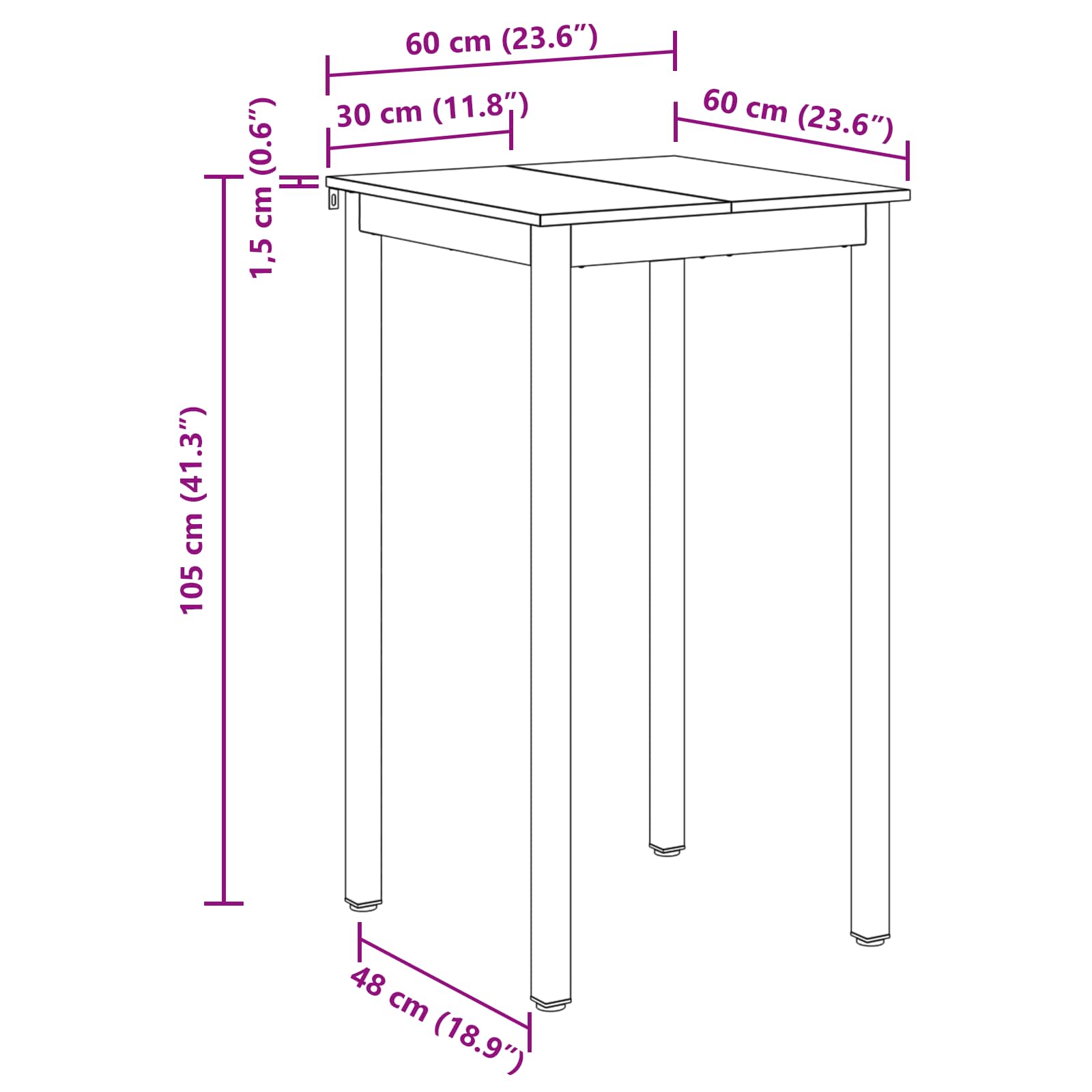 Υποστηρικτικό Τραπεζάκι Μπαρ Επεξεργασμένο ξύλο - Pakobazaar