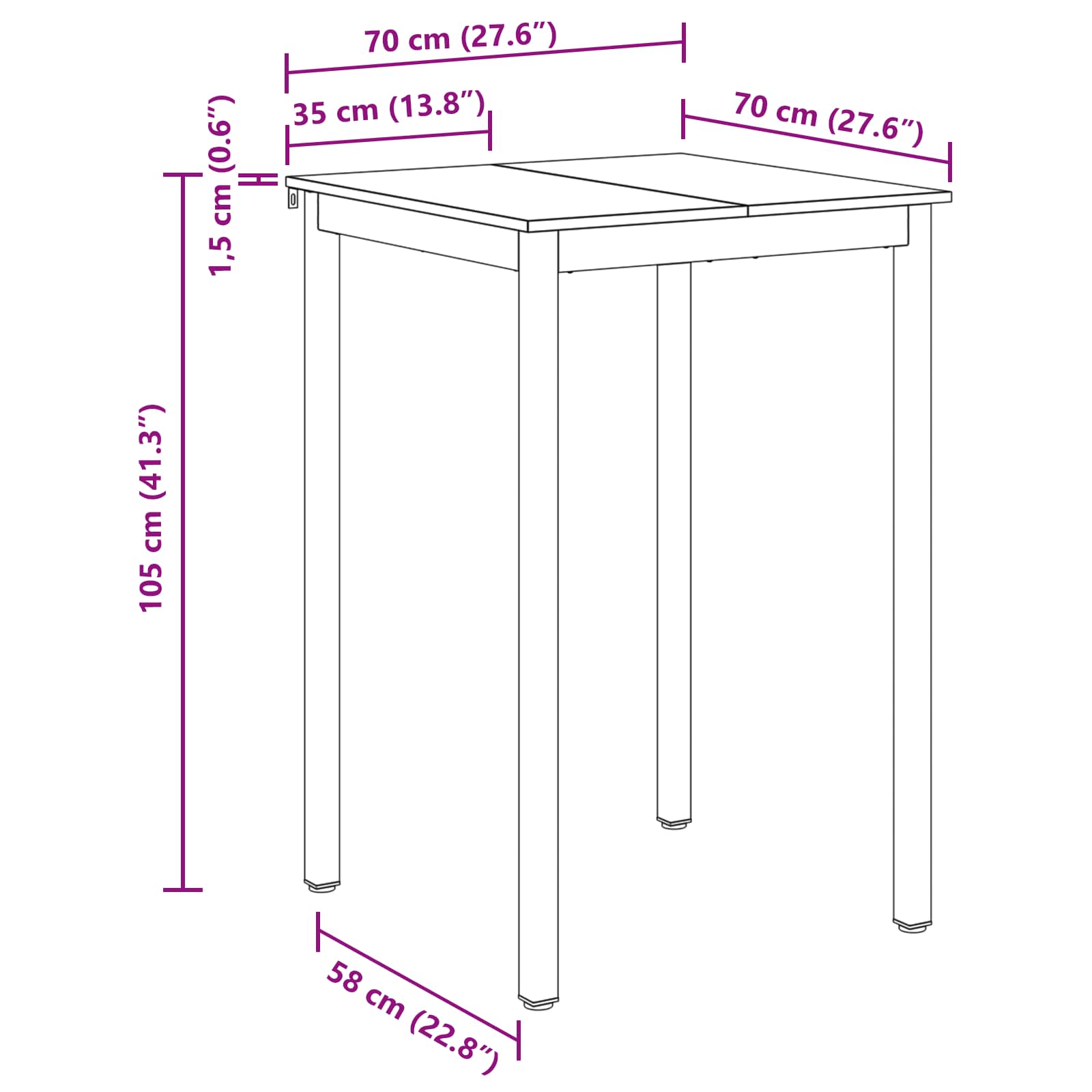 Υποστηρικτικό Τραπεζάκι Μπαρ Επεξεργασμένο ξύλο - Pakobazaar