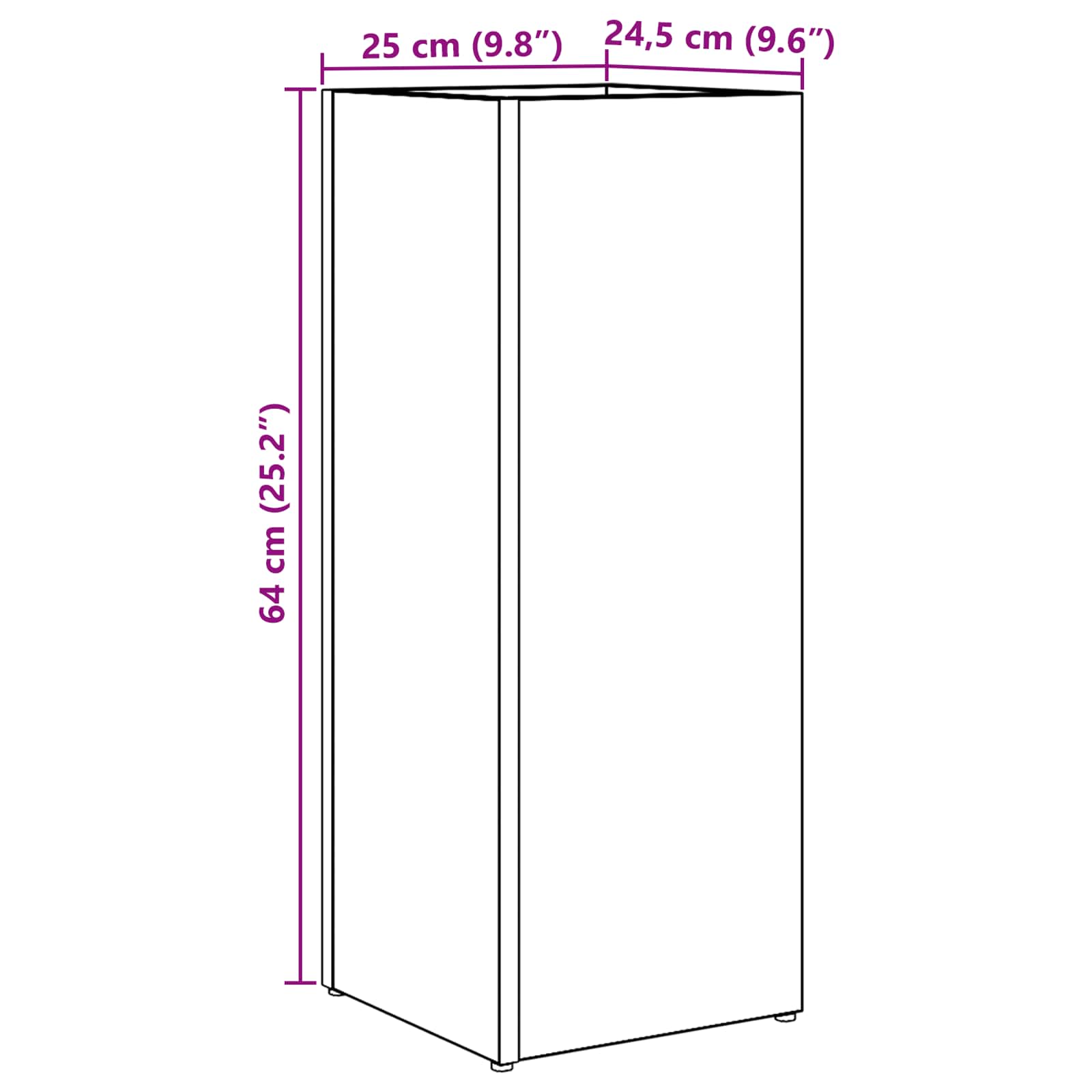 Σχέδιο & βάση αποθήκευσης Μαύρη Οξυά 25 x 24,5 x 64 εκ. - Pakobazaar