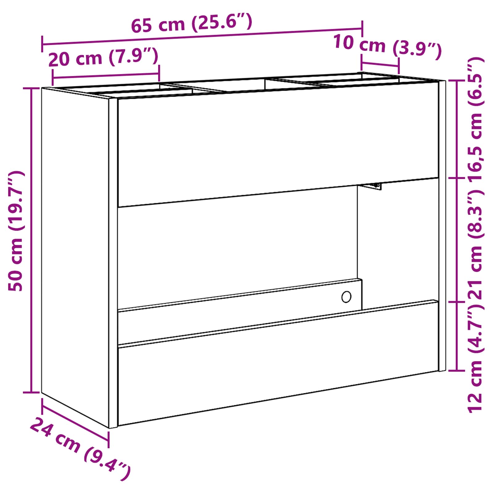 Σχέδιο & βάση αποθήκευσης Παλιό ξύλο 65 x 24 x 50 εκ