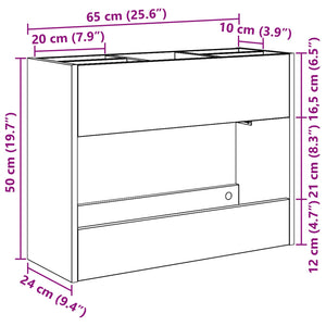 Σχέδιο & βάση αποθήκευσης Παλιό ξύλο 65 x 24 x 50 εκ