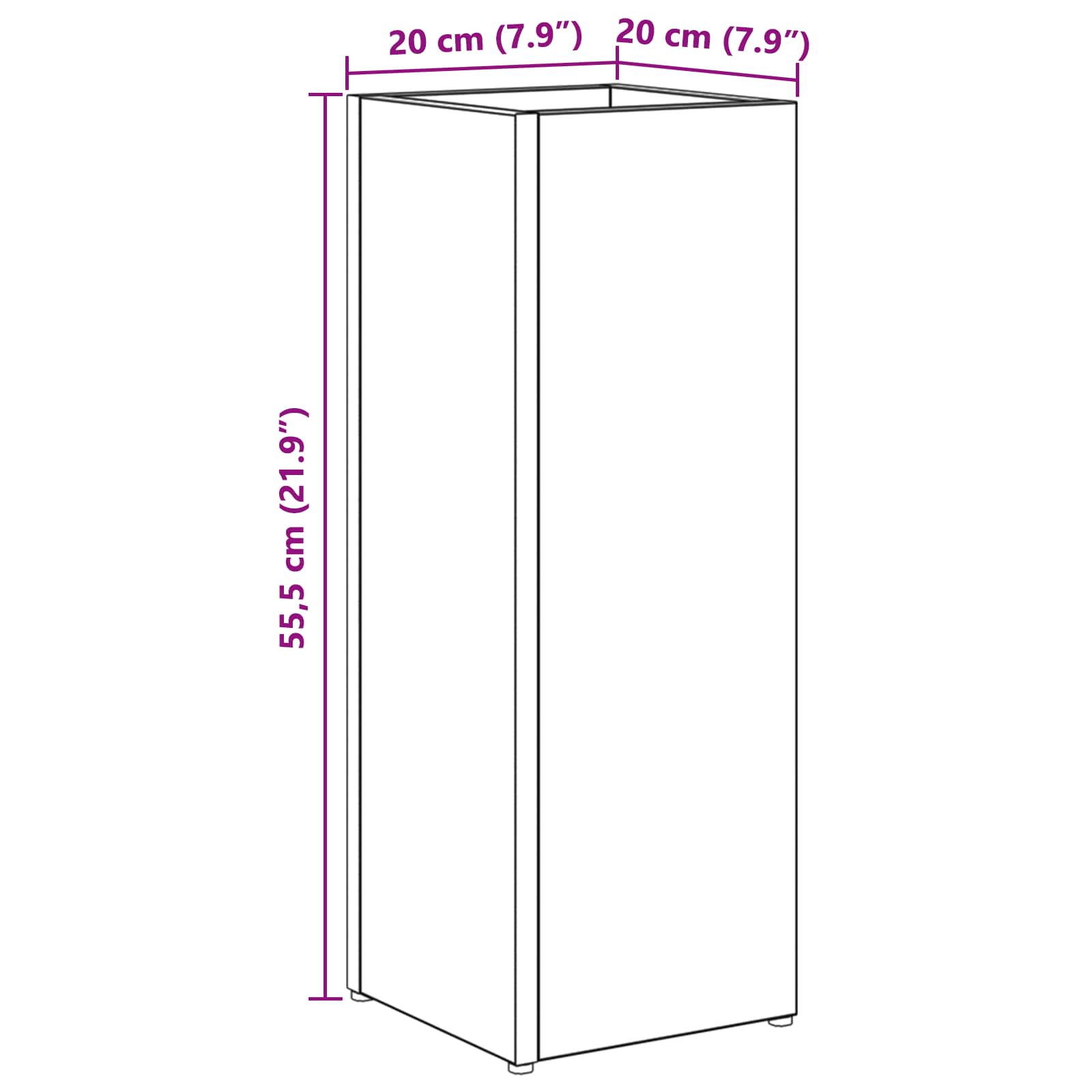 Σχέδιο & βάση αποθήκευσης Καπνιστό Δρύς 20 x 20 x 55,5 εκ
