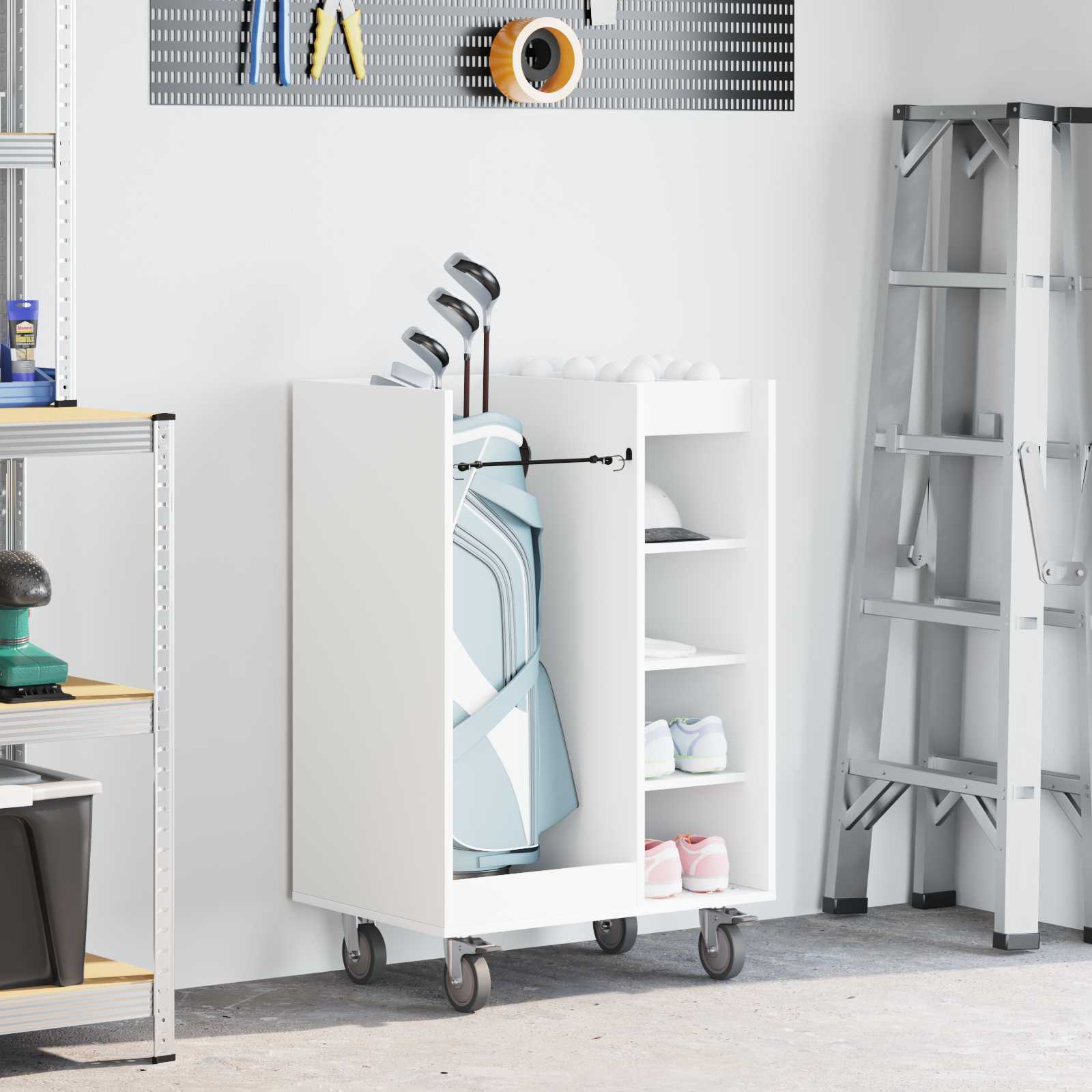 Ντουλάπι Γκολφ με τροχούς Μονόχρωμο Λευκό 65 x 45 x 98 εκ - Pakobazaar